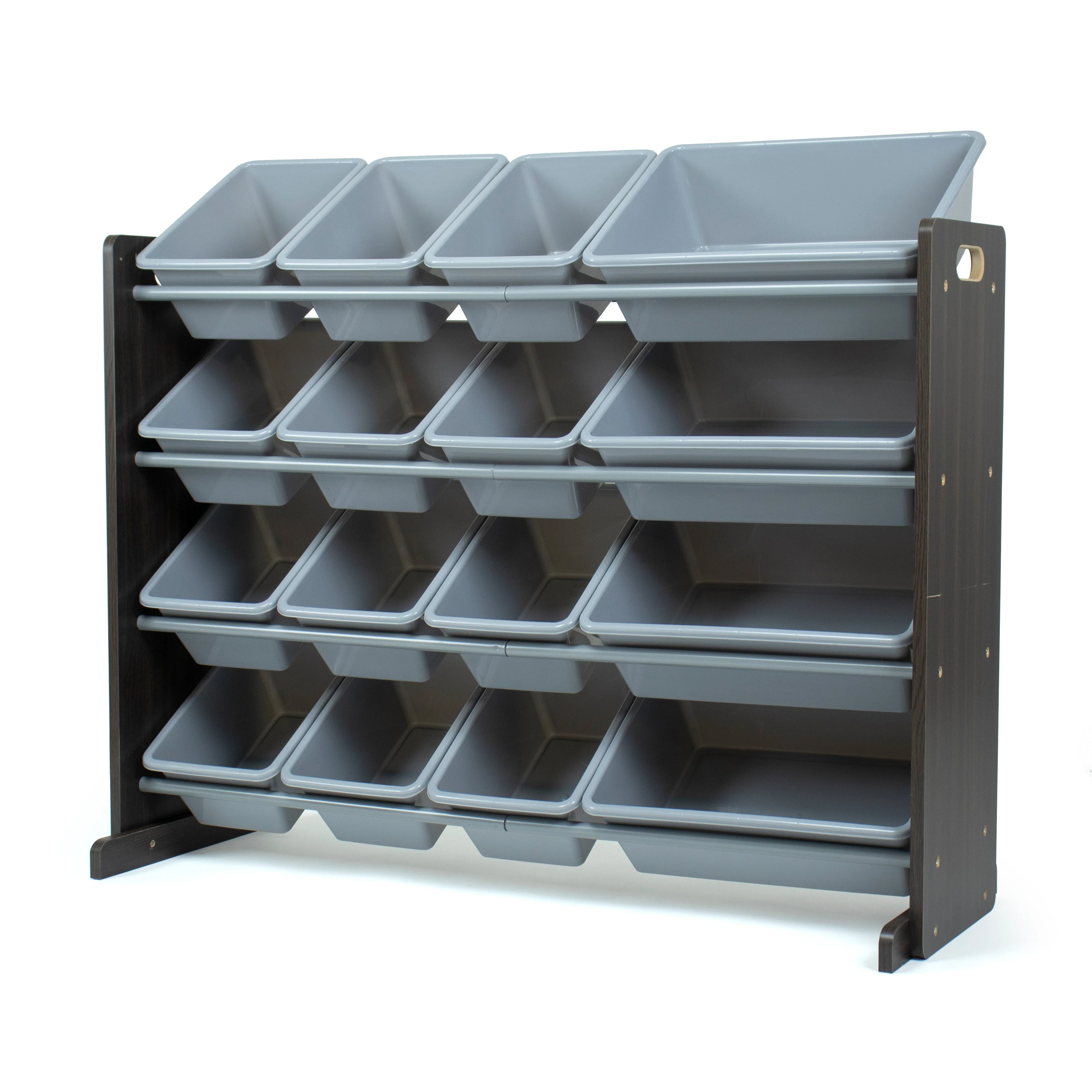 Sumatra Super Sized Toy Storage Organizer with 16 Storage Bins, Espresso/Grey