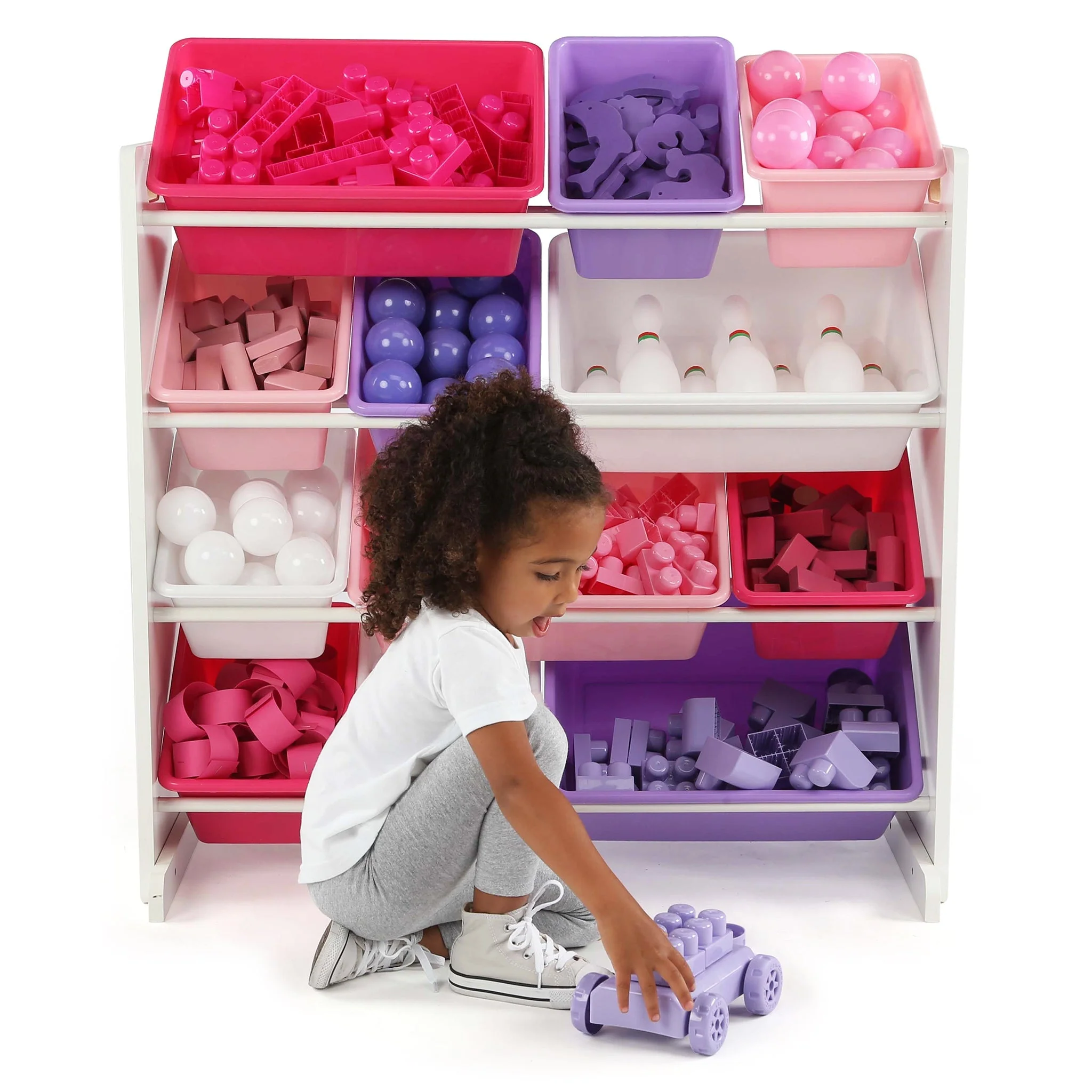 Friends White, Pink, and Purple 12-Bin Toy Organizer