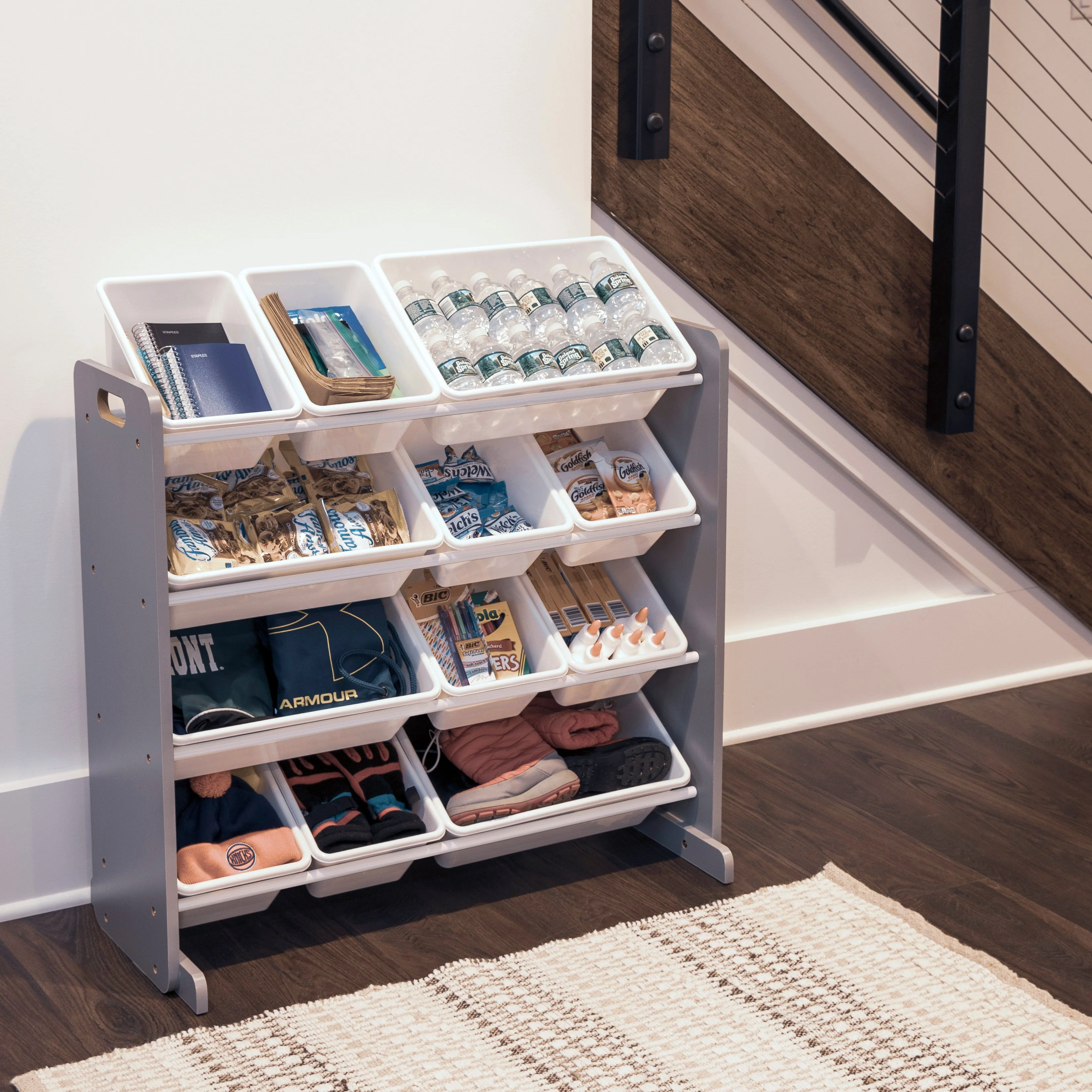 Inspire Grey and White 12-Bin Toy Organizer