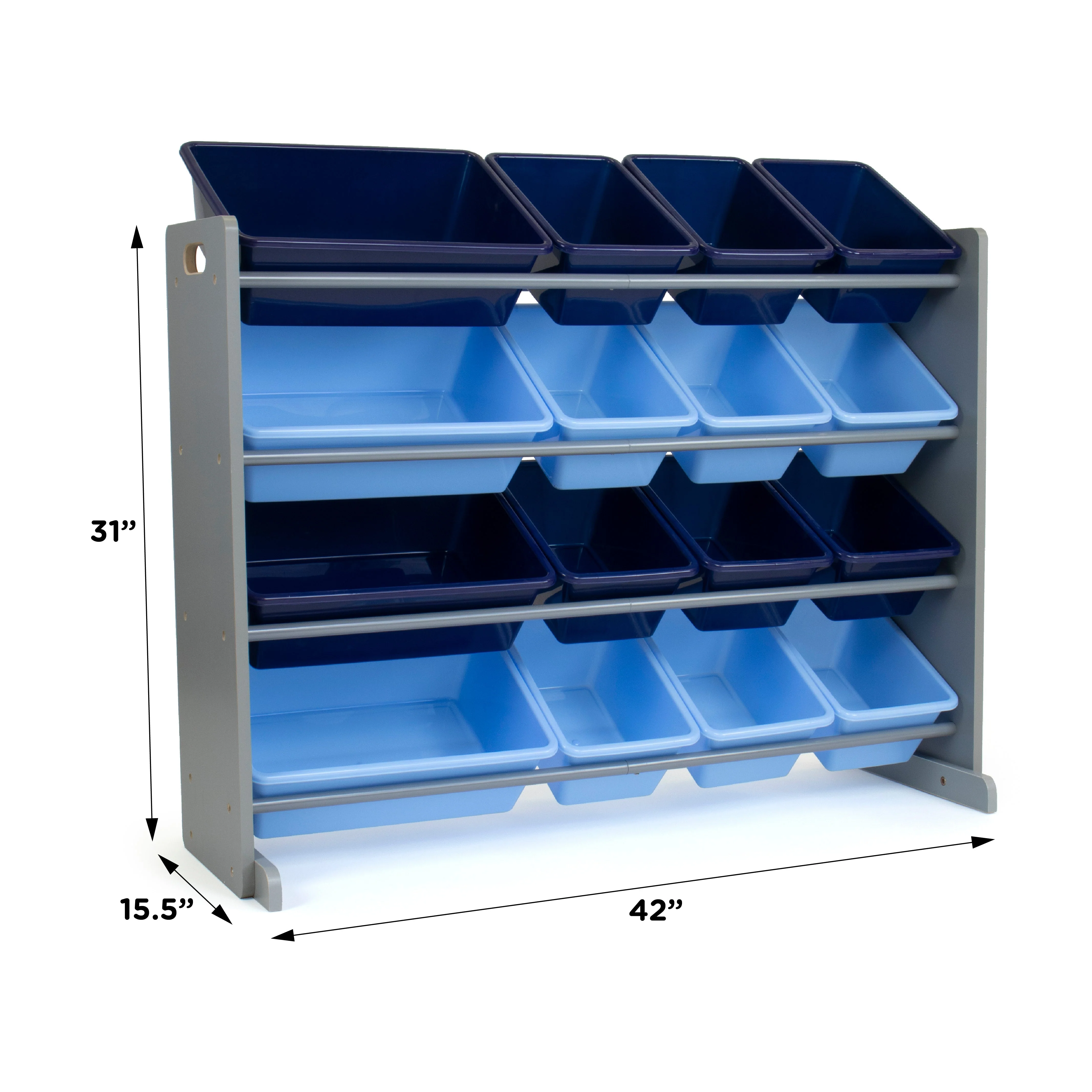 Leo Supersized Extra Large Grey and Blue 16-Bin Toy Organizer