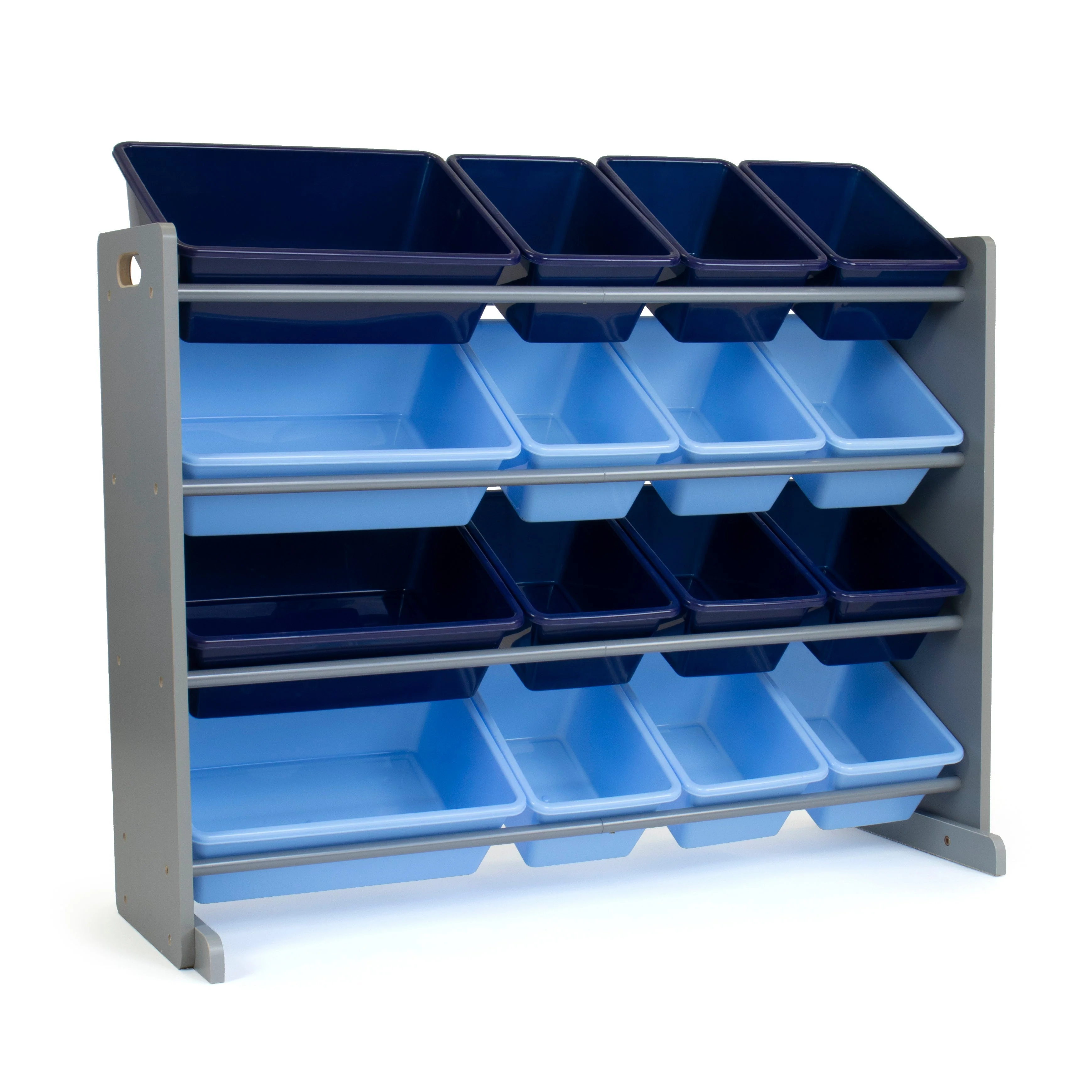 Leo Supersized Extra Large Grey and Blue 16-Bin Toy Organizer