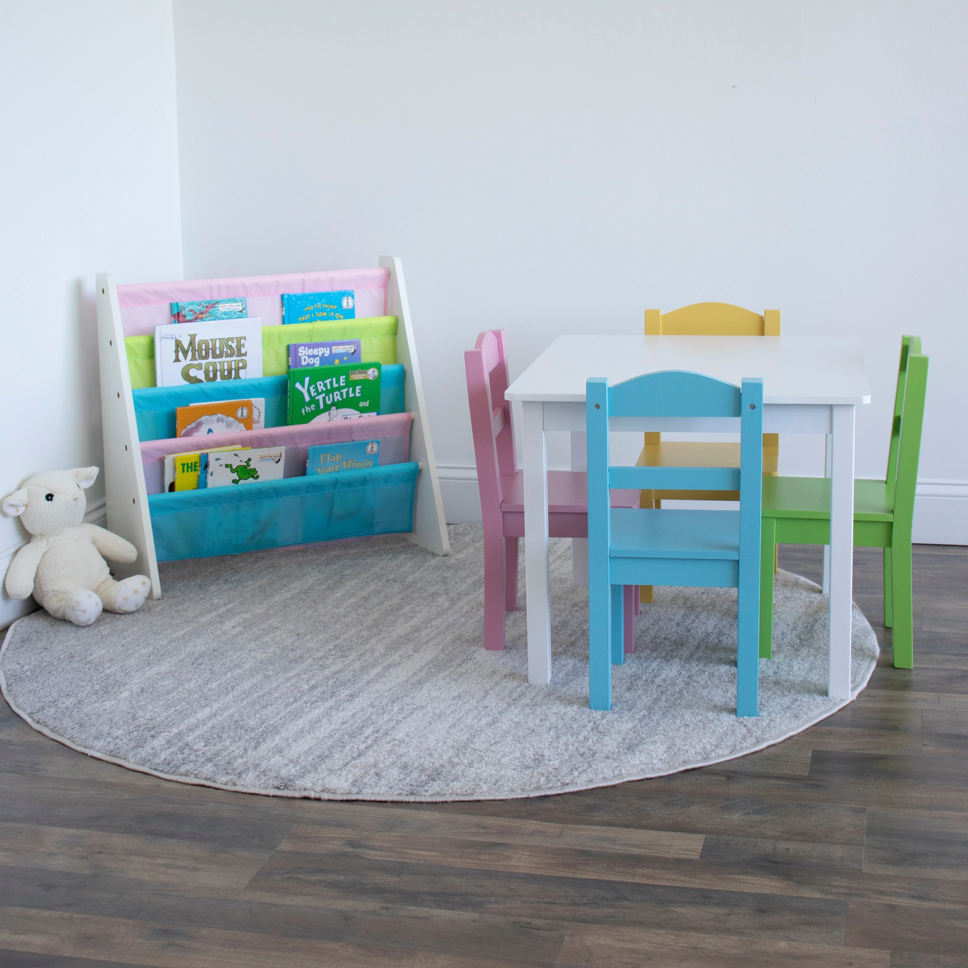 Pastel White Kids Table & 4 Chairs