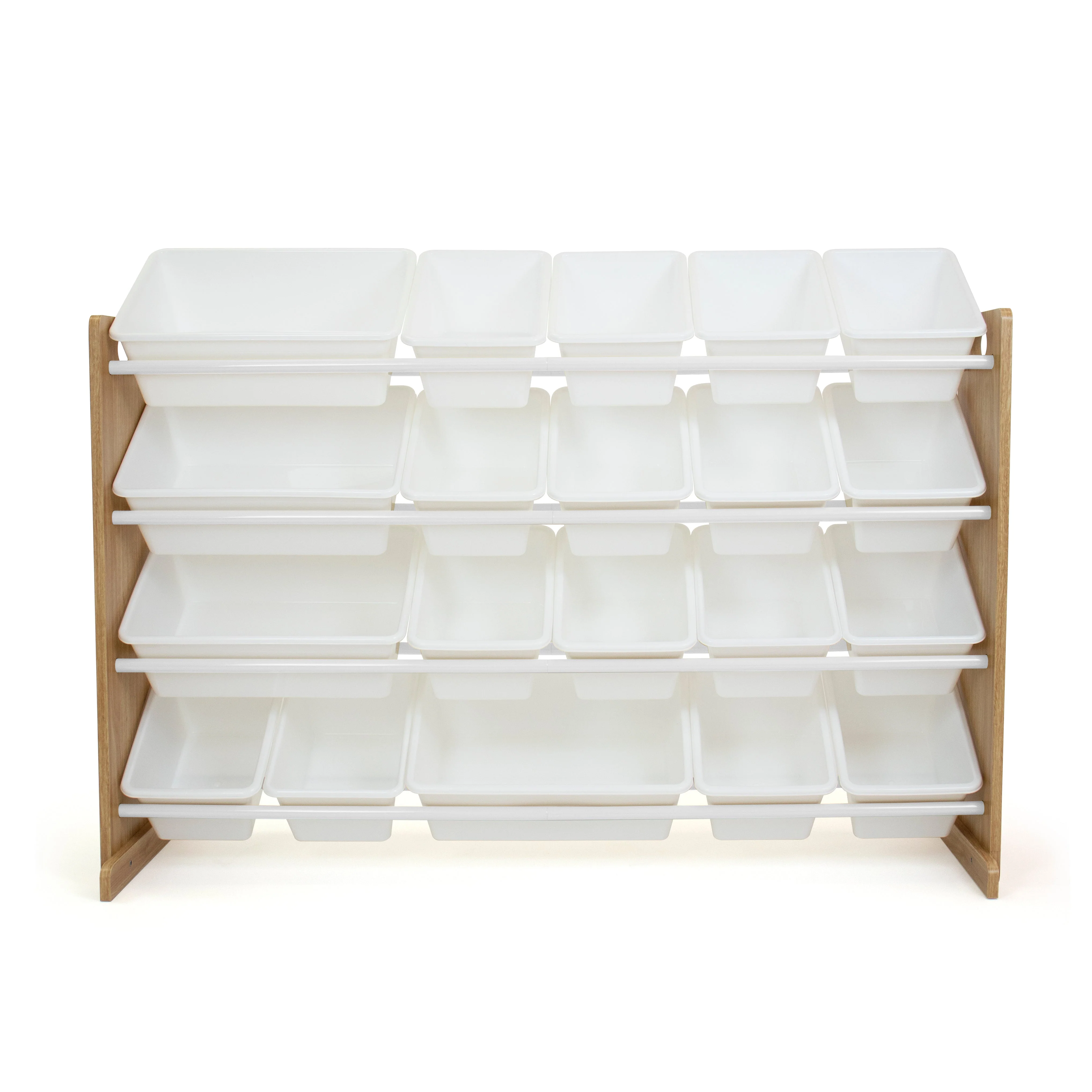 Journey Extra Large Toy Storage Organizer with 20  Storage Bins, Natural/White