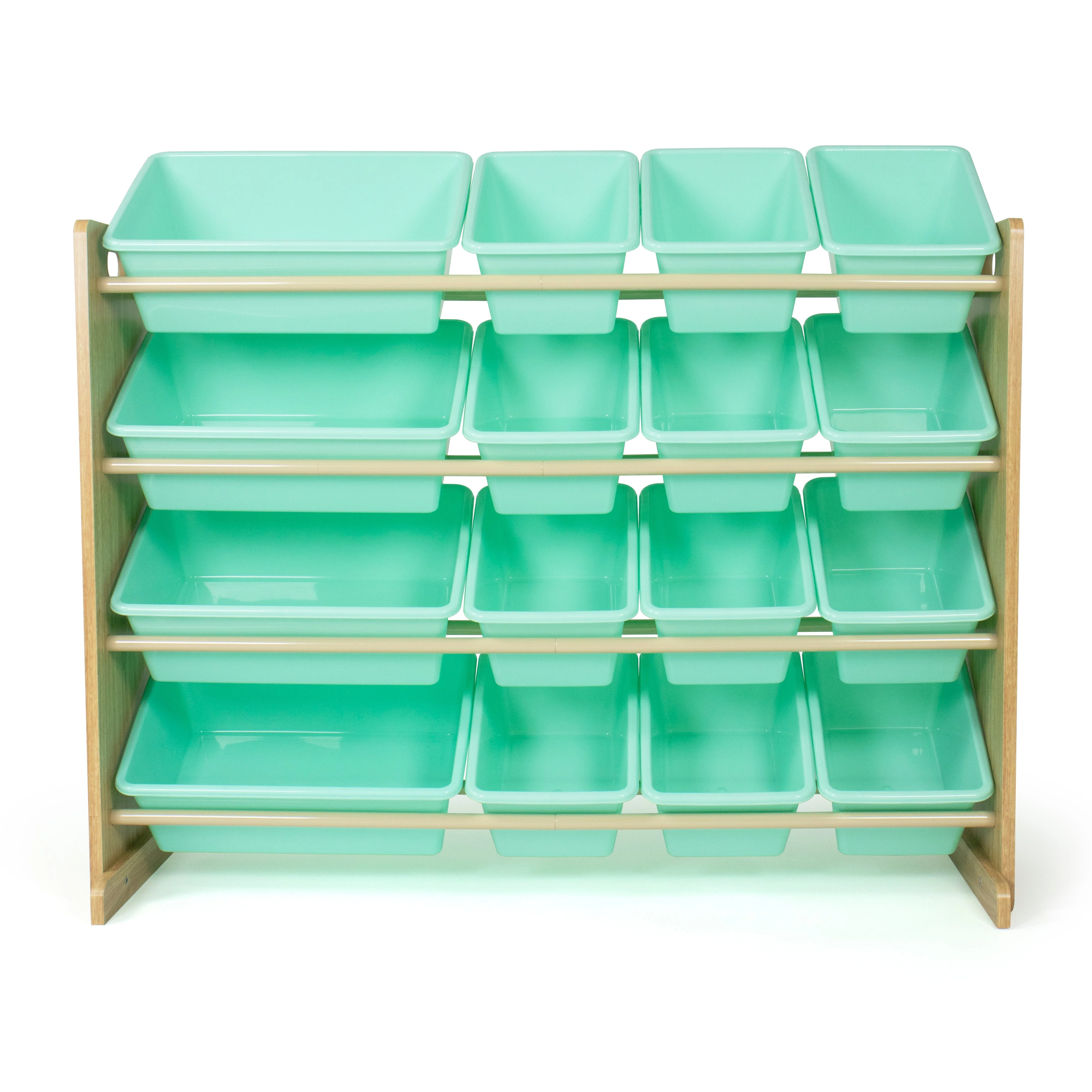 Bailey Supersized Extra Large Natural and Seafoam 16-Bin Toy Organizer