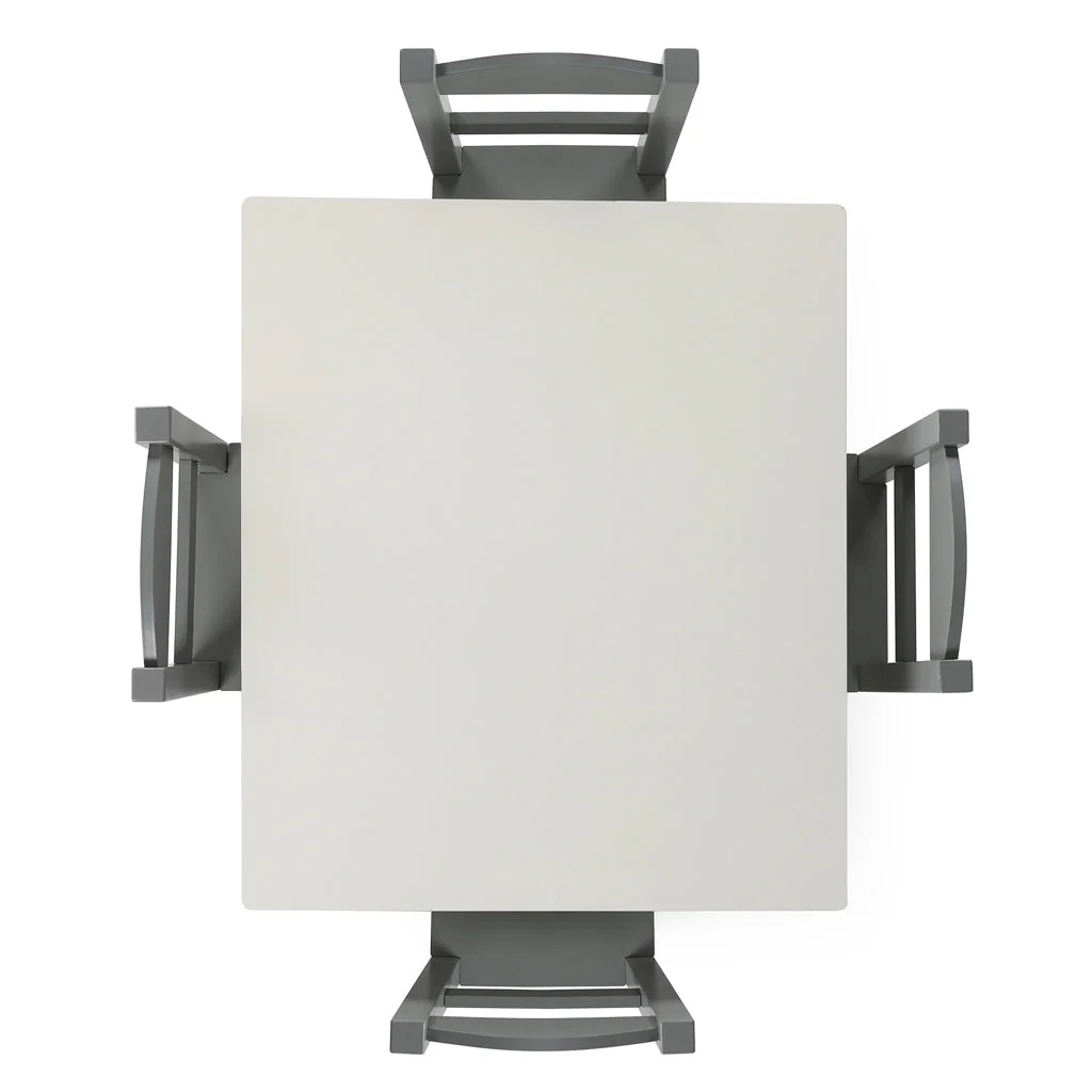 Springfield White Wood Kids Table & 4 Grey Chairs