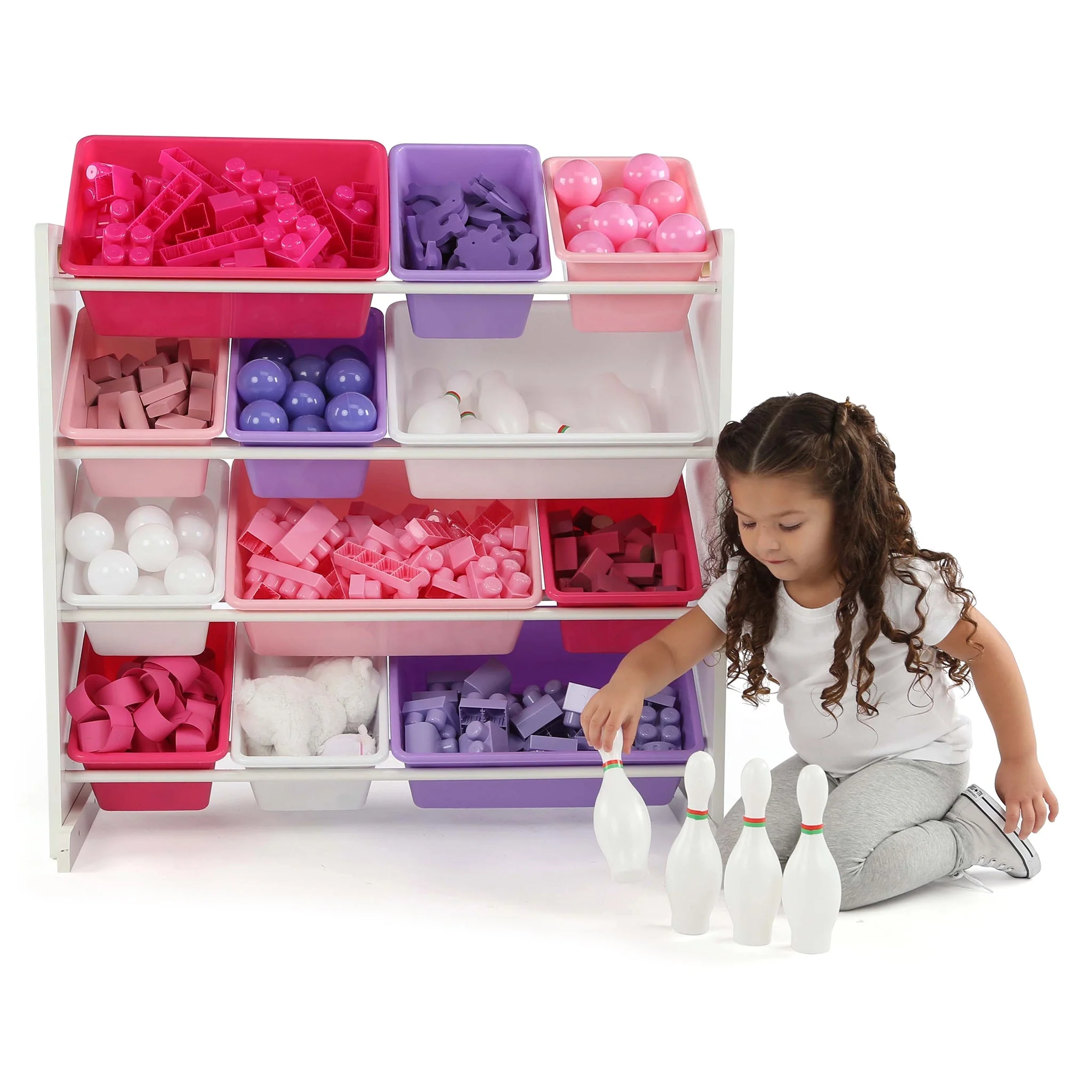Friends White, Pink, and Purple 12-Bin Toy Organizer