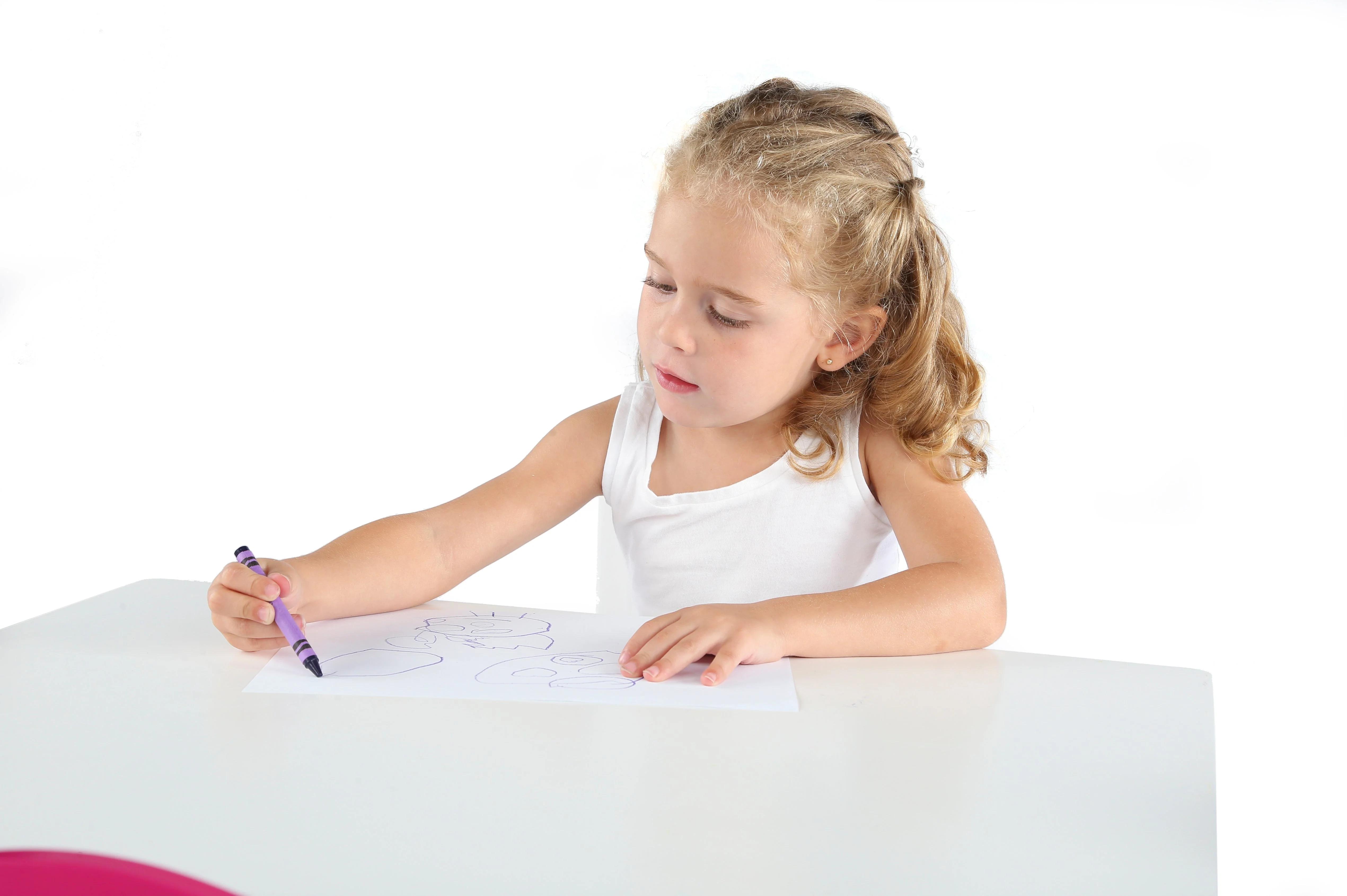 Friends White Kids Table & 4 Pink and Purple Chairs