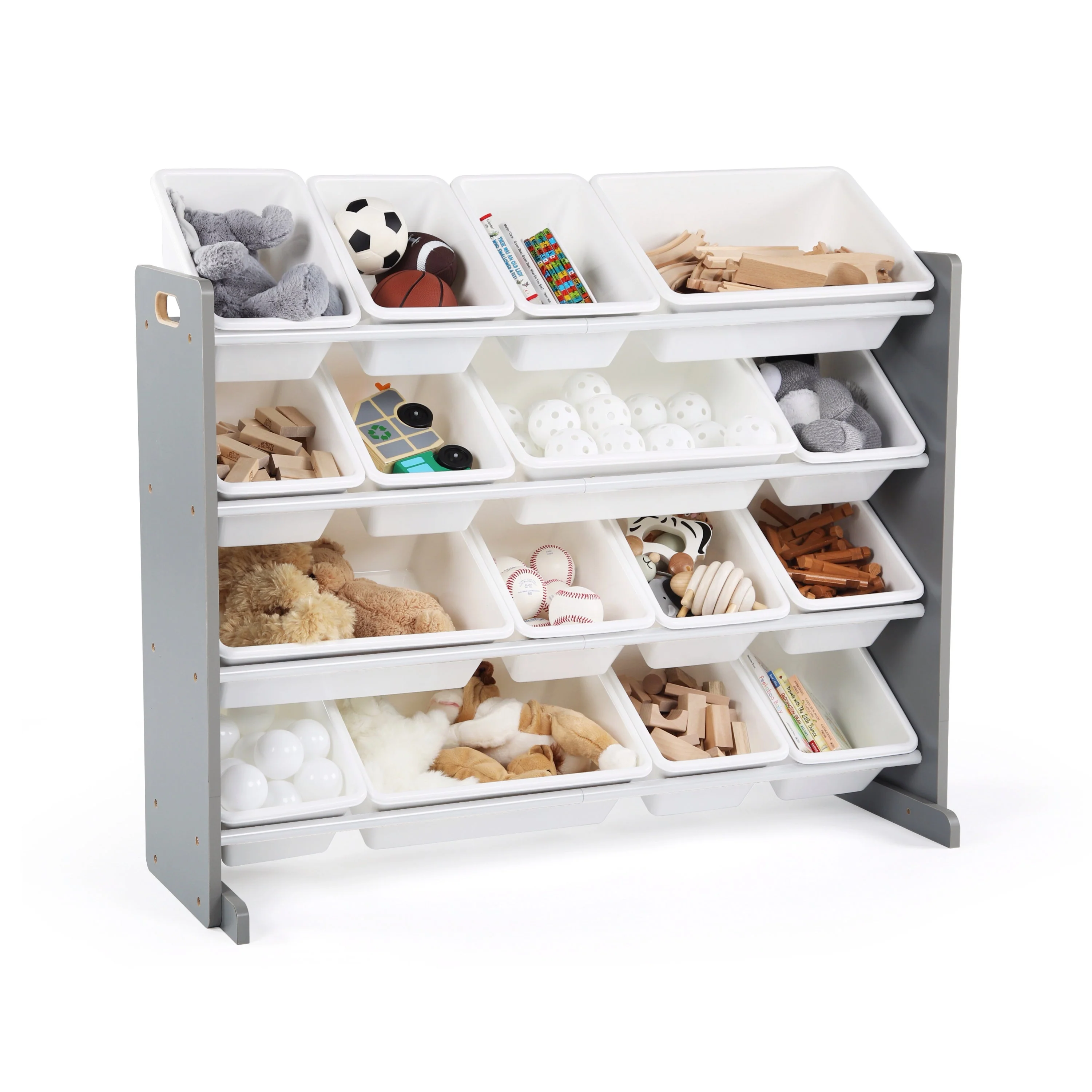 Supersized Grey and White 16-Bin Toy Organizer