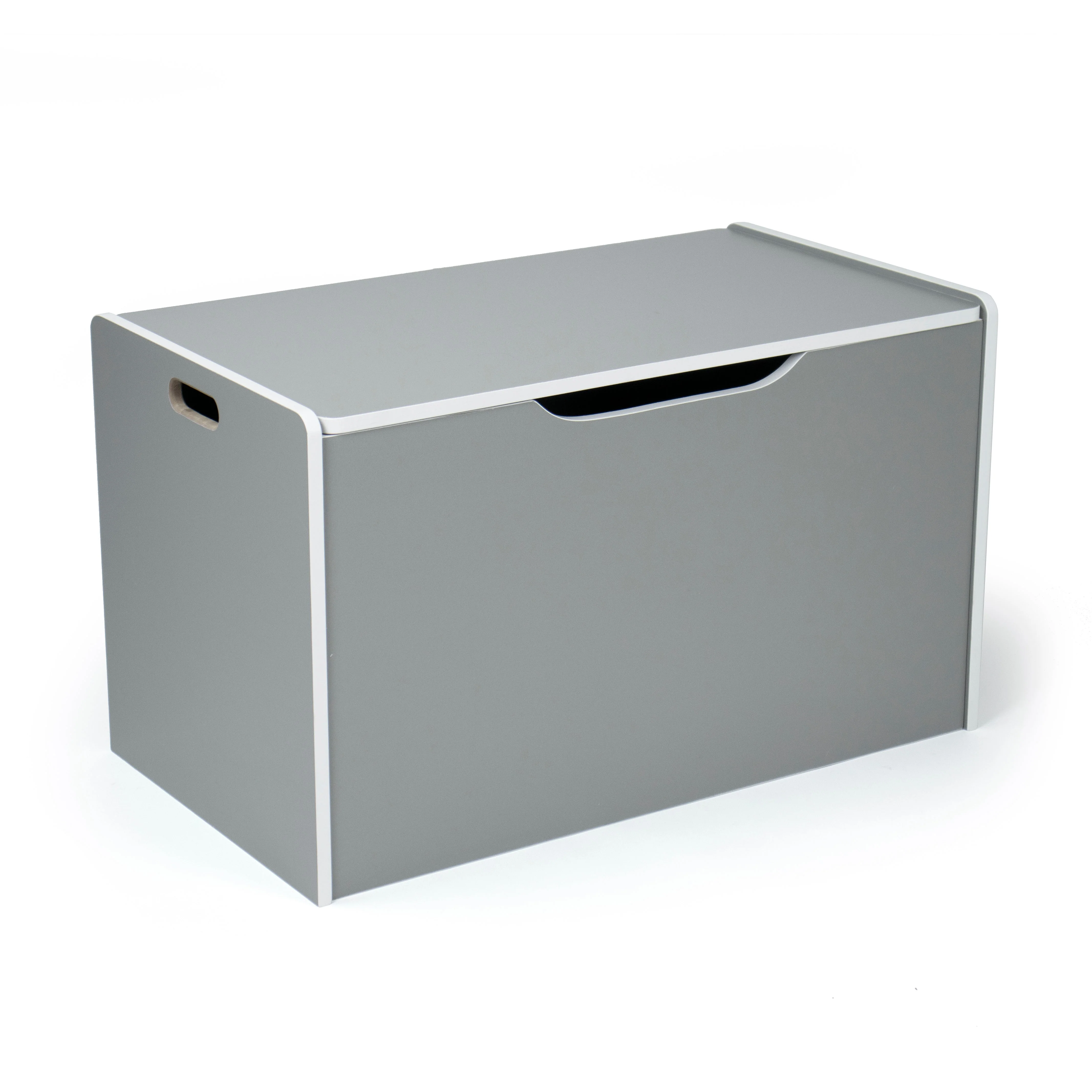 Hinged Toy Storage Chest with Lid, Grey & White