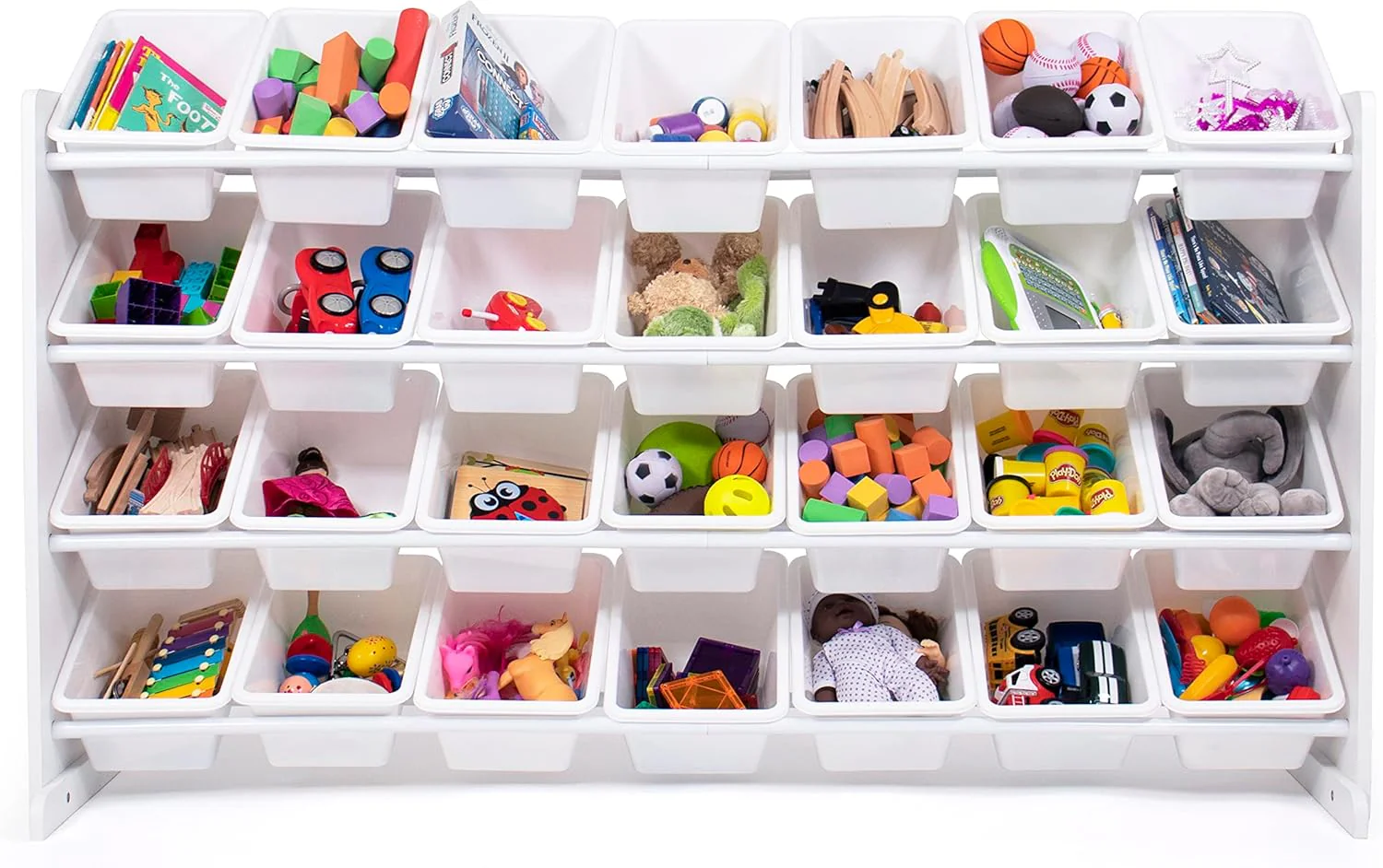 Humble Crew Cambridge Mega Kids Toy Storage Organizer with 28 Storage Bins, White