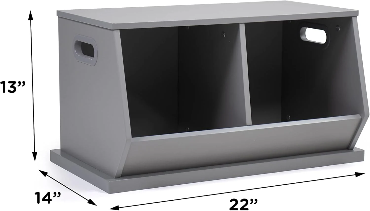 Humble Crew Wood Toy Storage Cubby and Kids Bookcase, Grey