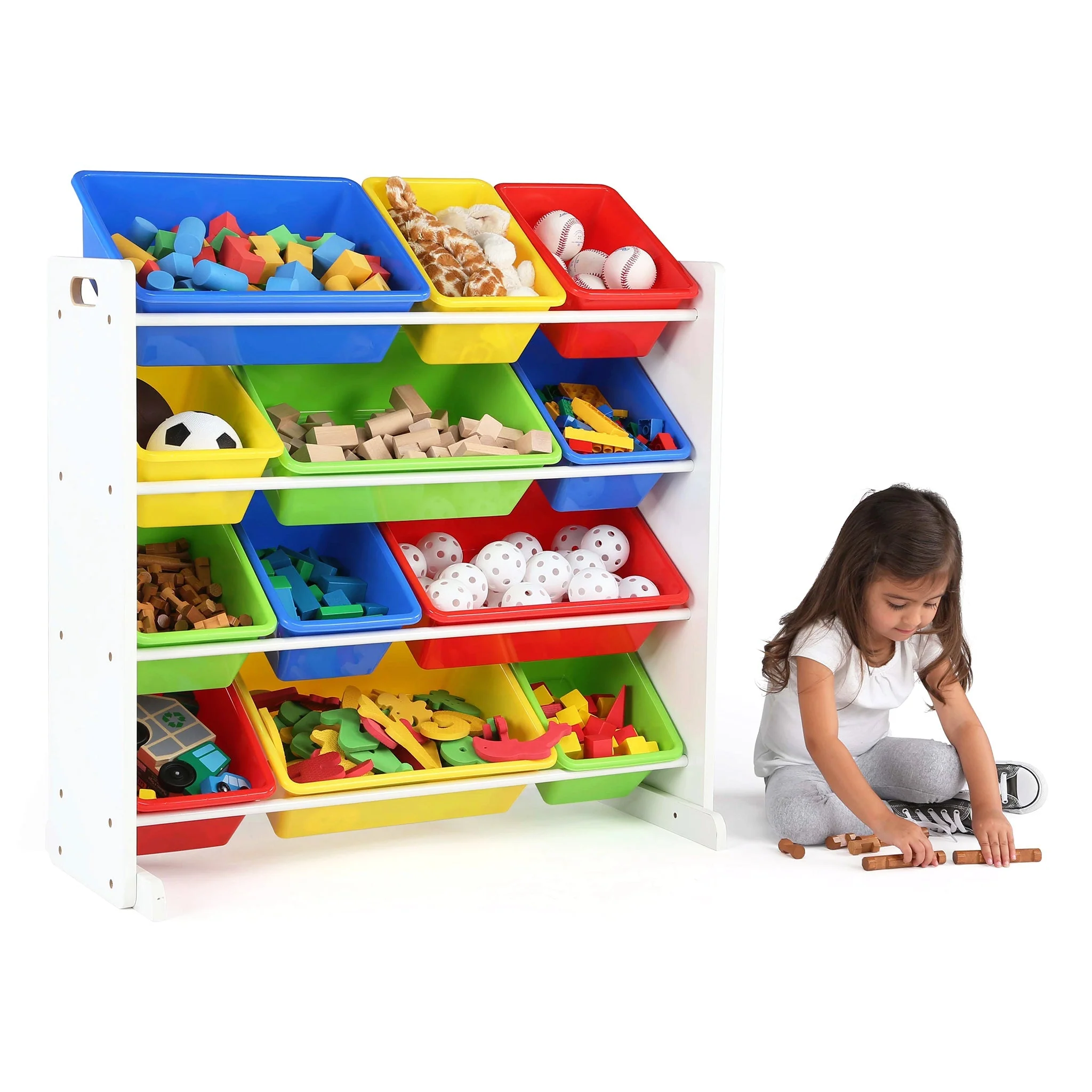 Summit White and Primary 12-Bin Toy Organizer