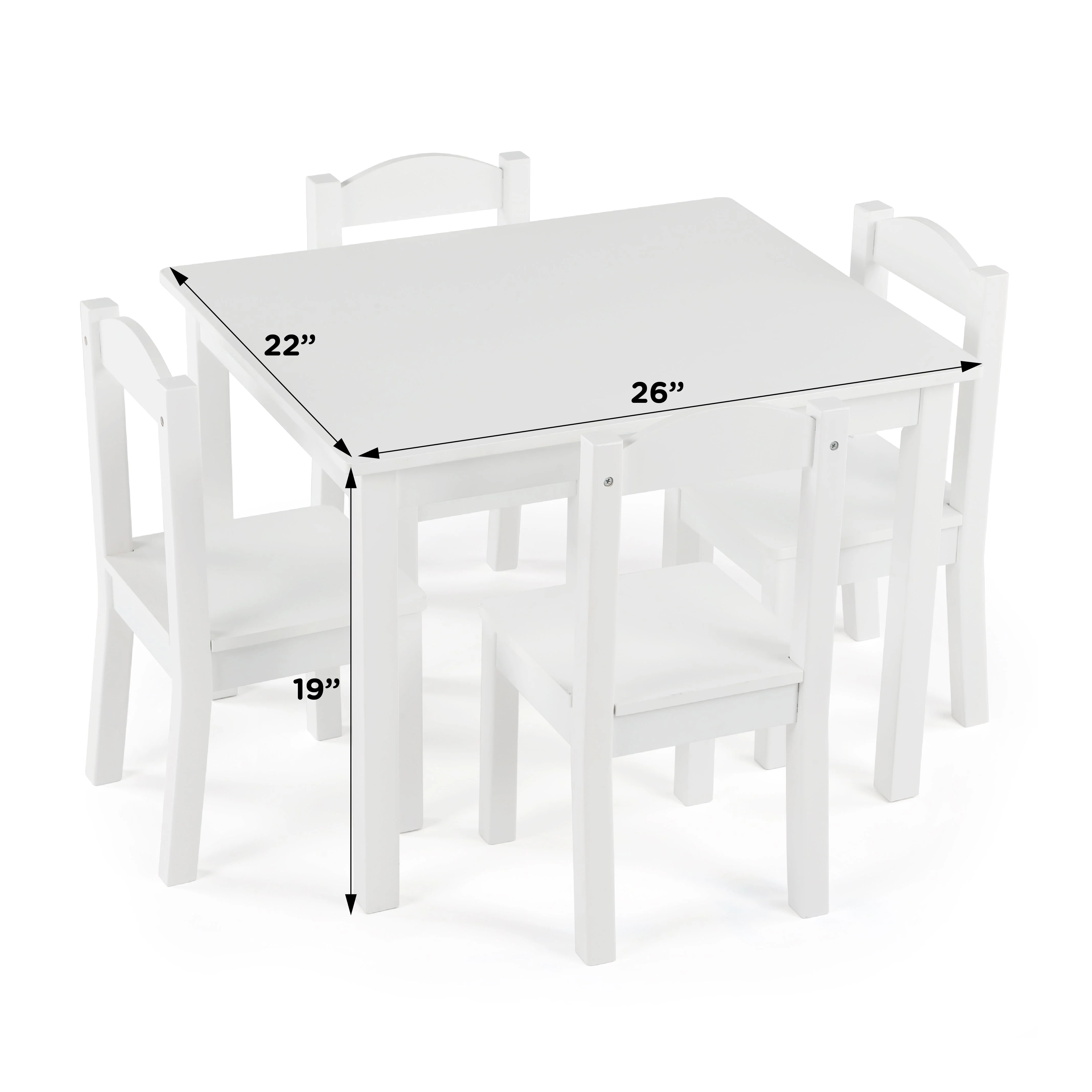 Cambridge White Wood Kids Table & 4 Chairs Set