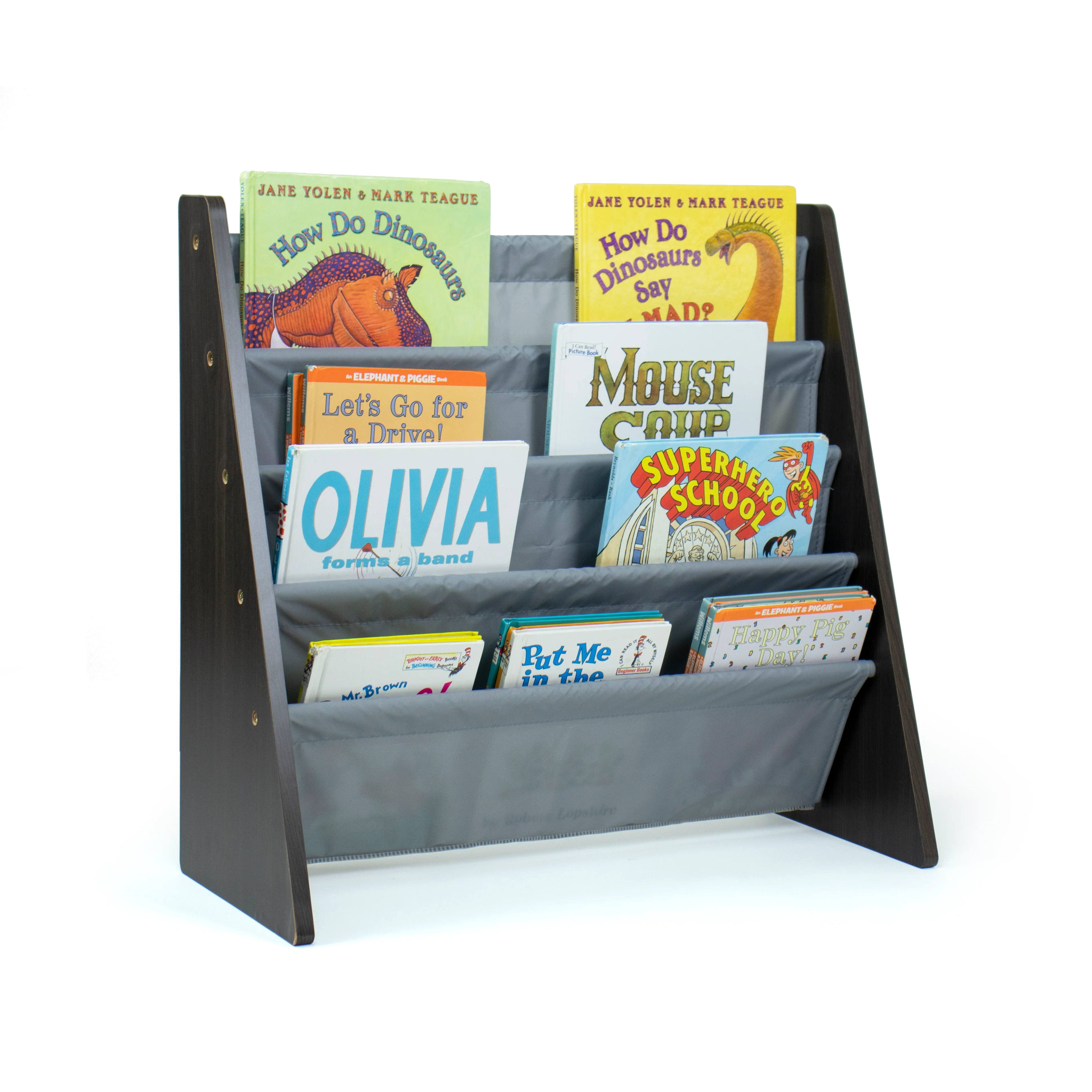 Sumatra Kids Bookshelf 4 Tier Bookrack Organizer, Espresso/Grey