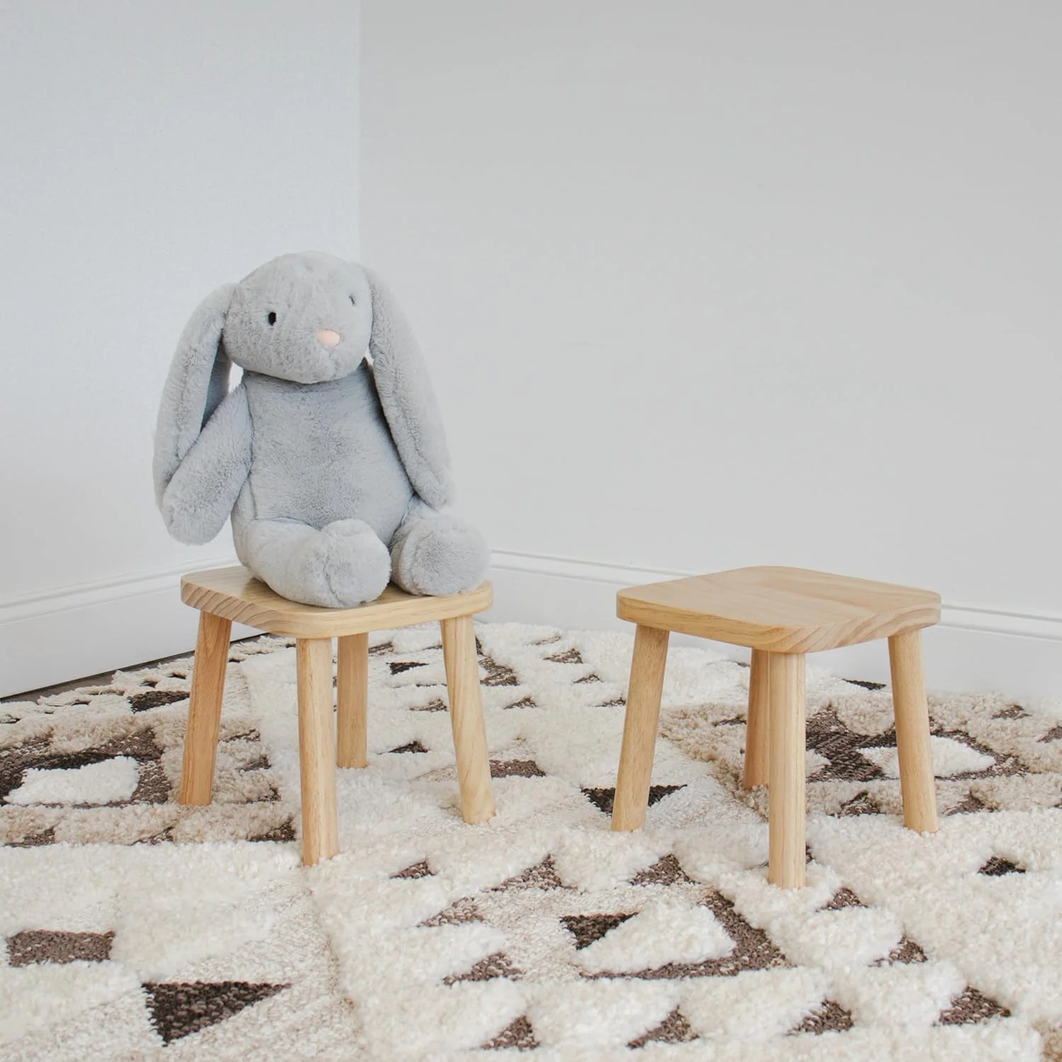 Humble Crew Toddler Stool Set of 2, Solid Wood Kids Seating, Natural Wood