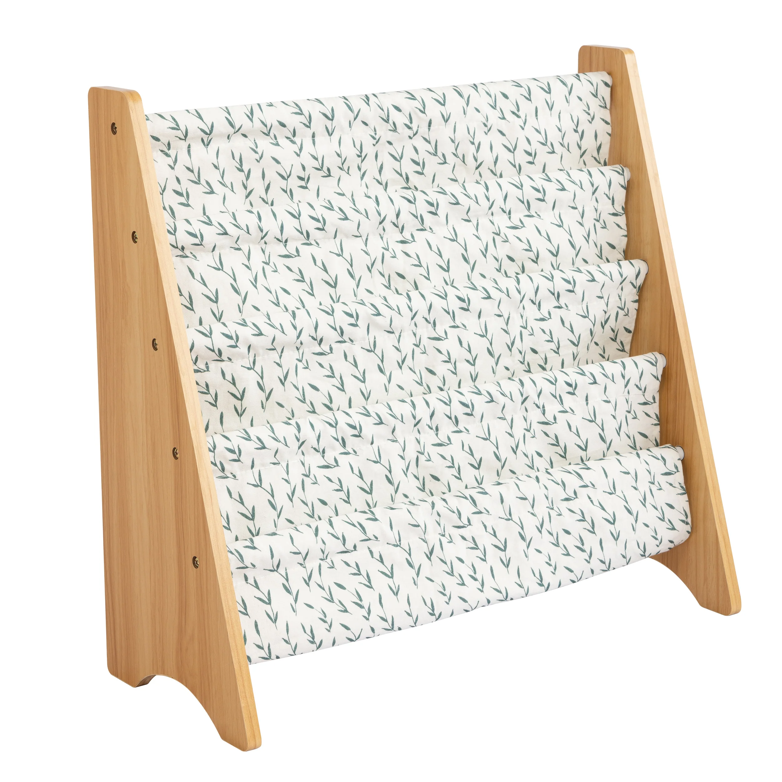 Humble Crew Spring Bookshelf 4 Tier Book Storage, Natural/White/Green