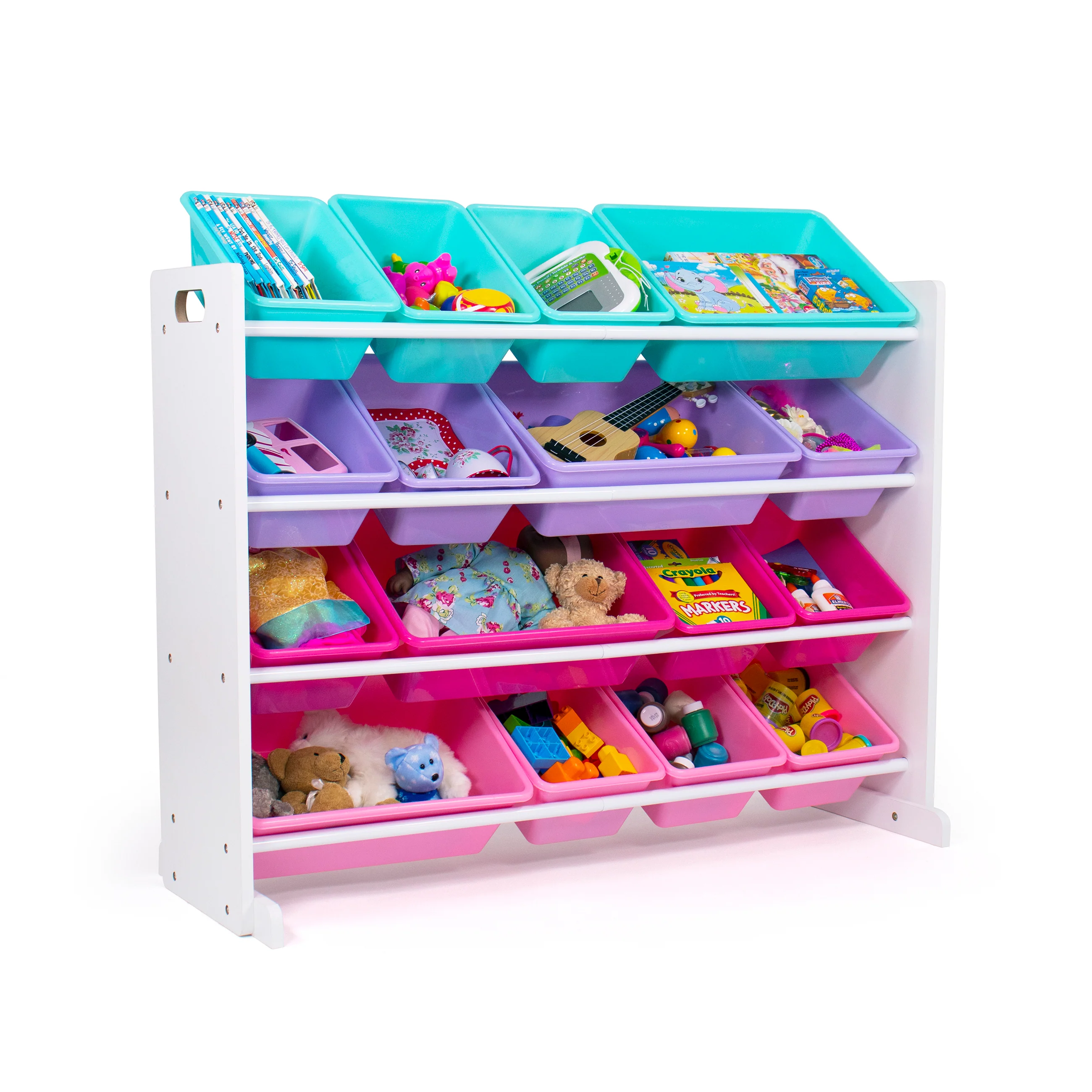 Forever Supersized Extra Large White and Pink 16-Bin Toy Organizer