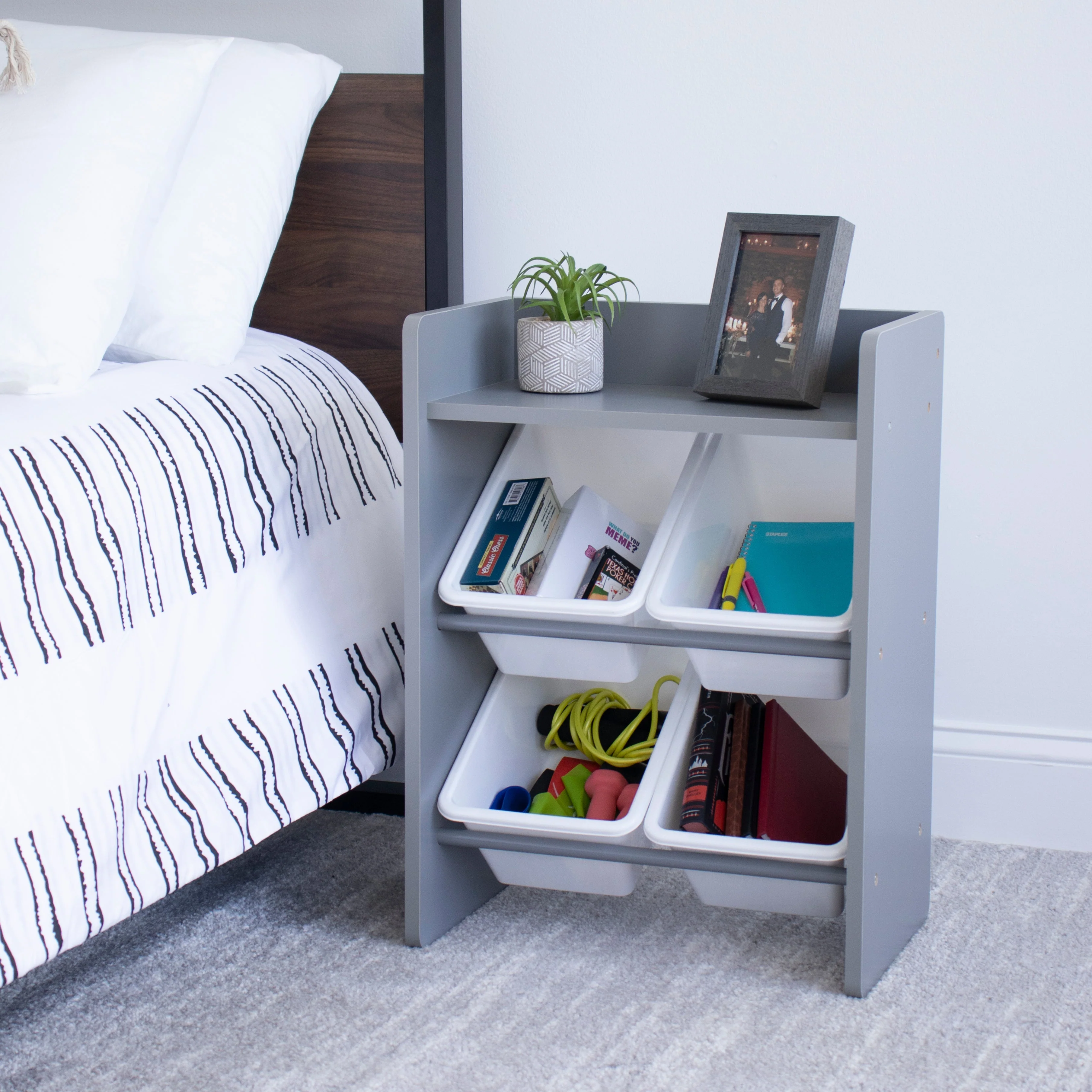 4 Bin Storage End Table Night Stand