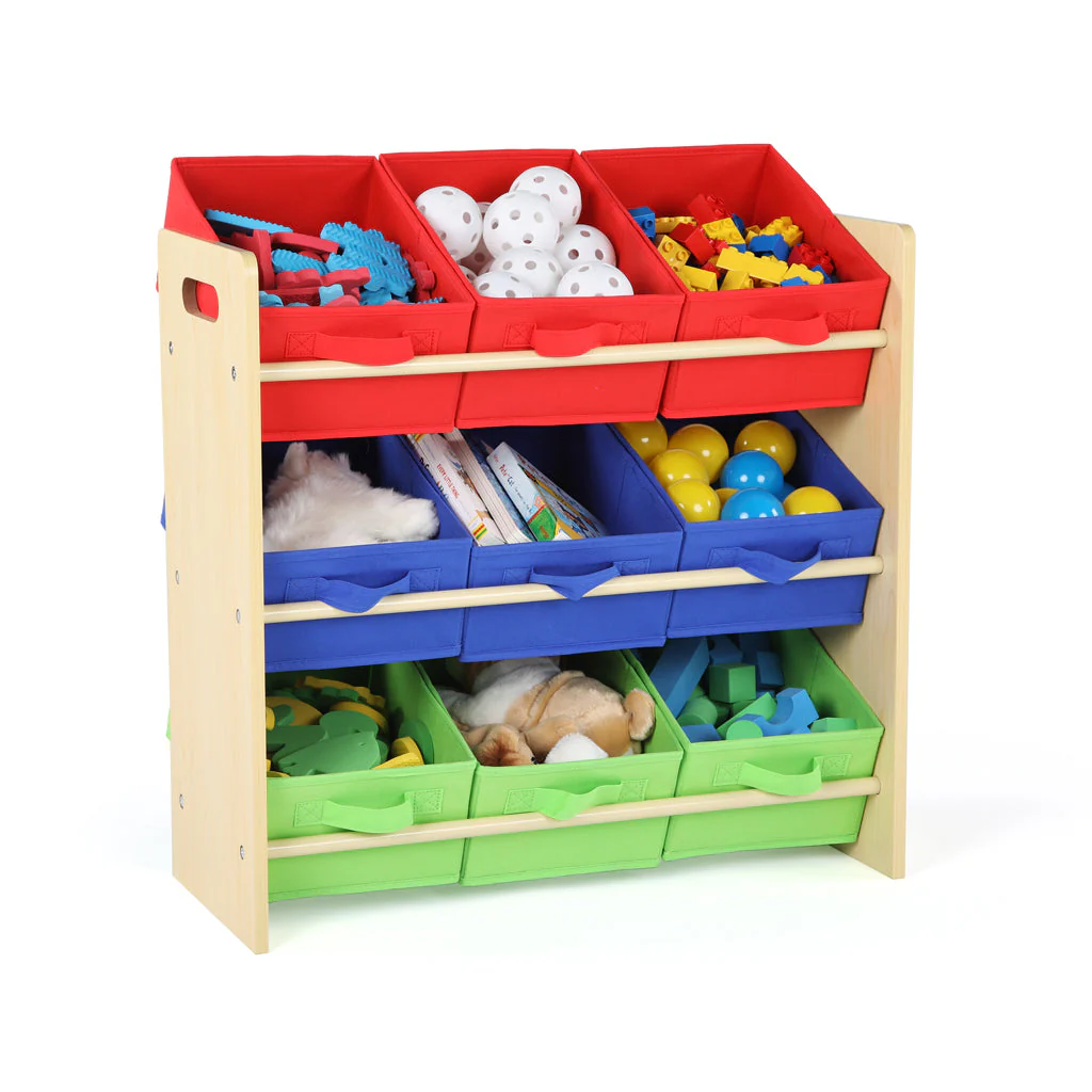 Primary Toy Organizer with 9 Fabric Bins