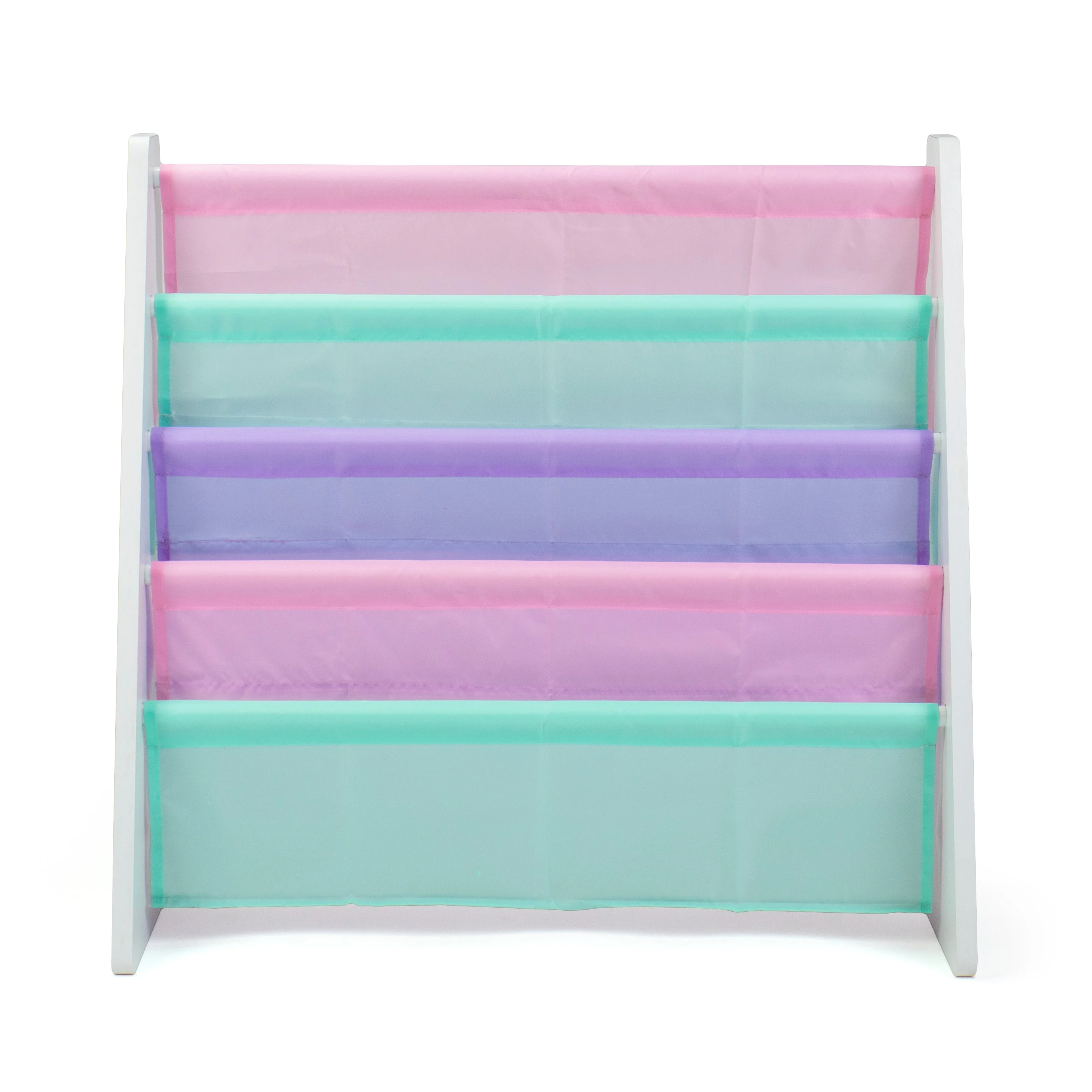 Holland Kids 4 Tier Book Rack Organizer, White/Pastel