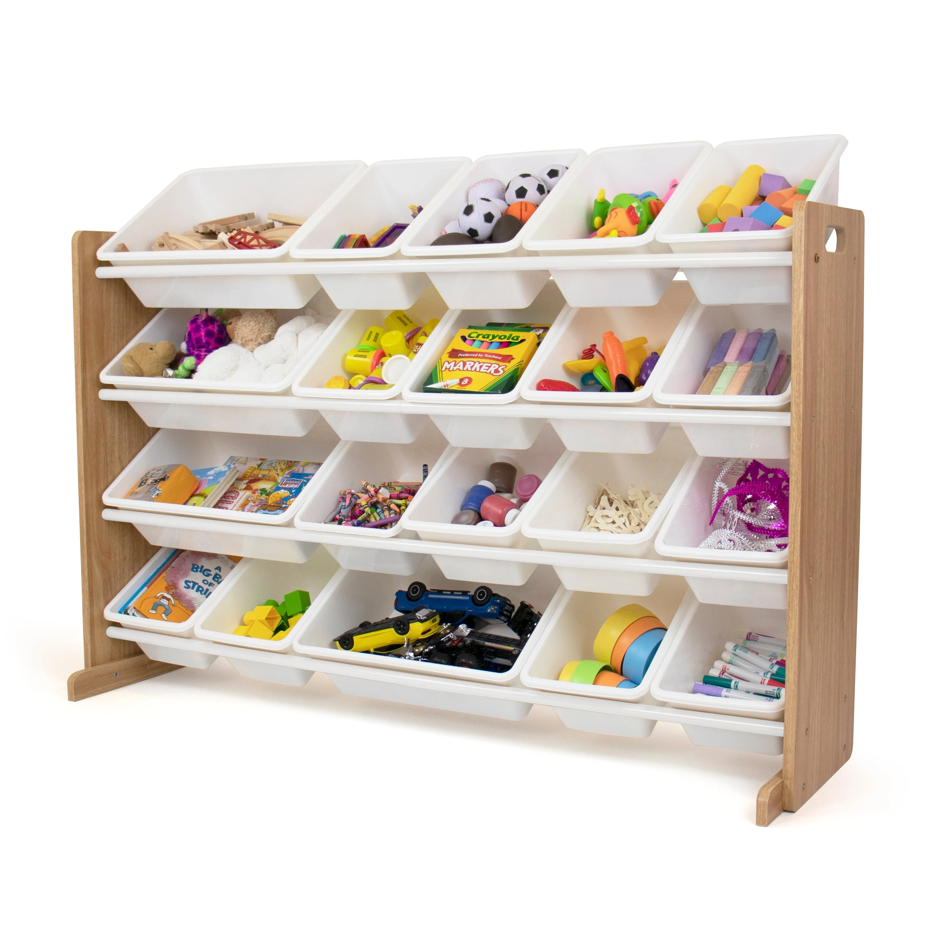 Journey Extra Large Toy Storage Organizer with 20  Storage Bins, Natural/White