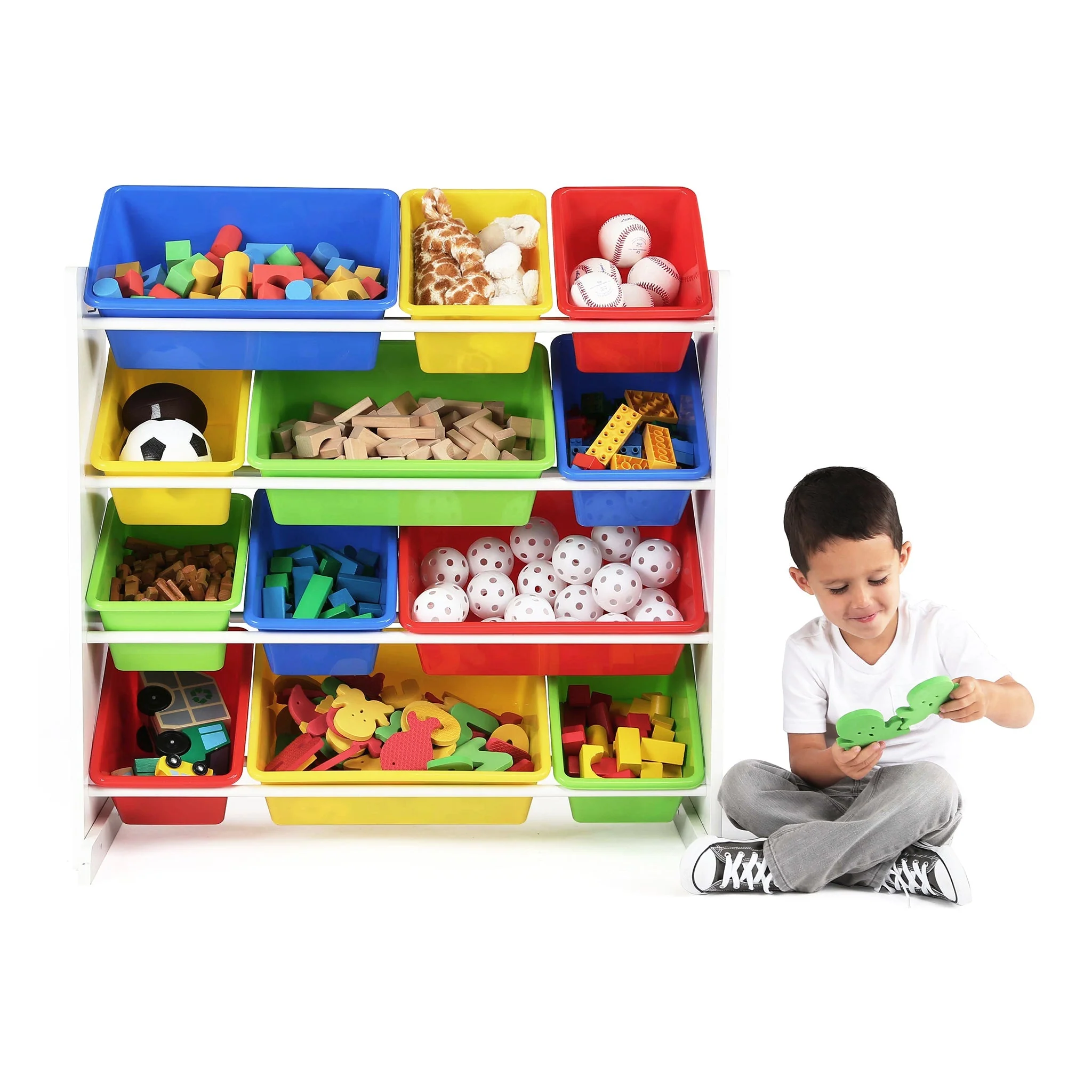Summit White and Primary 12-Bin Toy Organizer