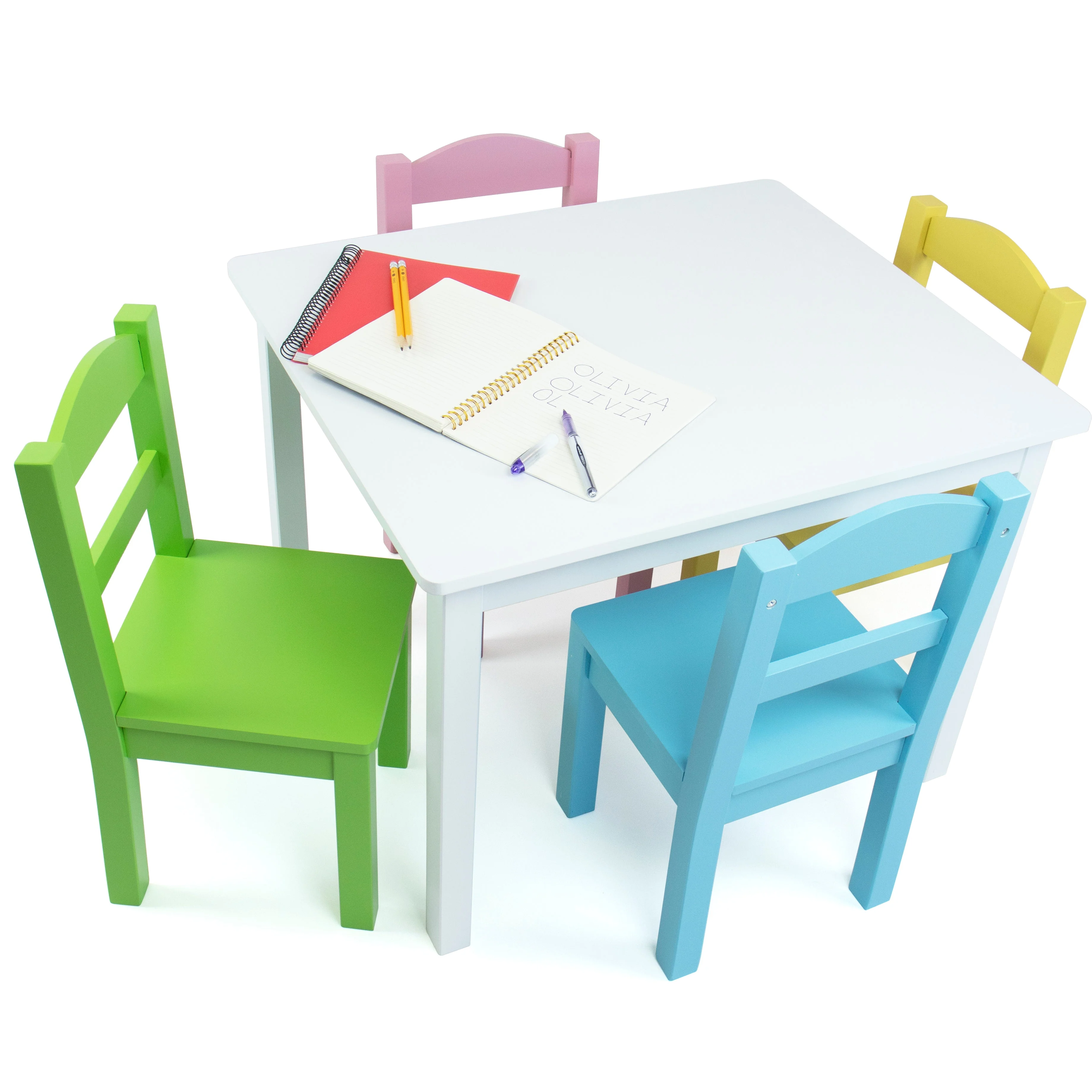 Pastel White Kids Table & 4 Chairs
