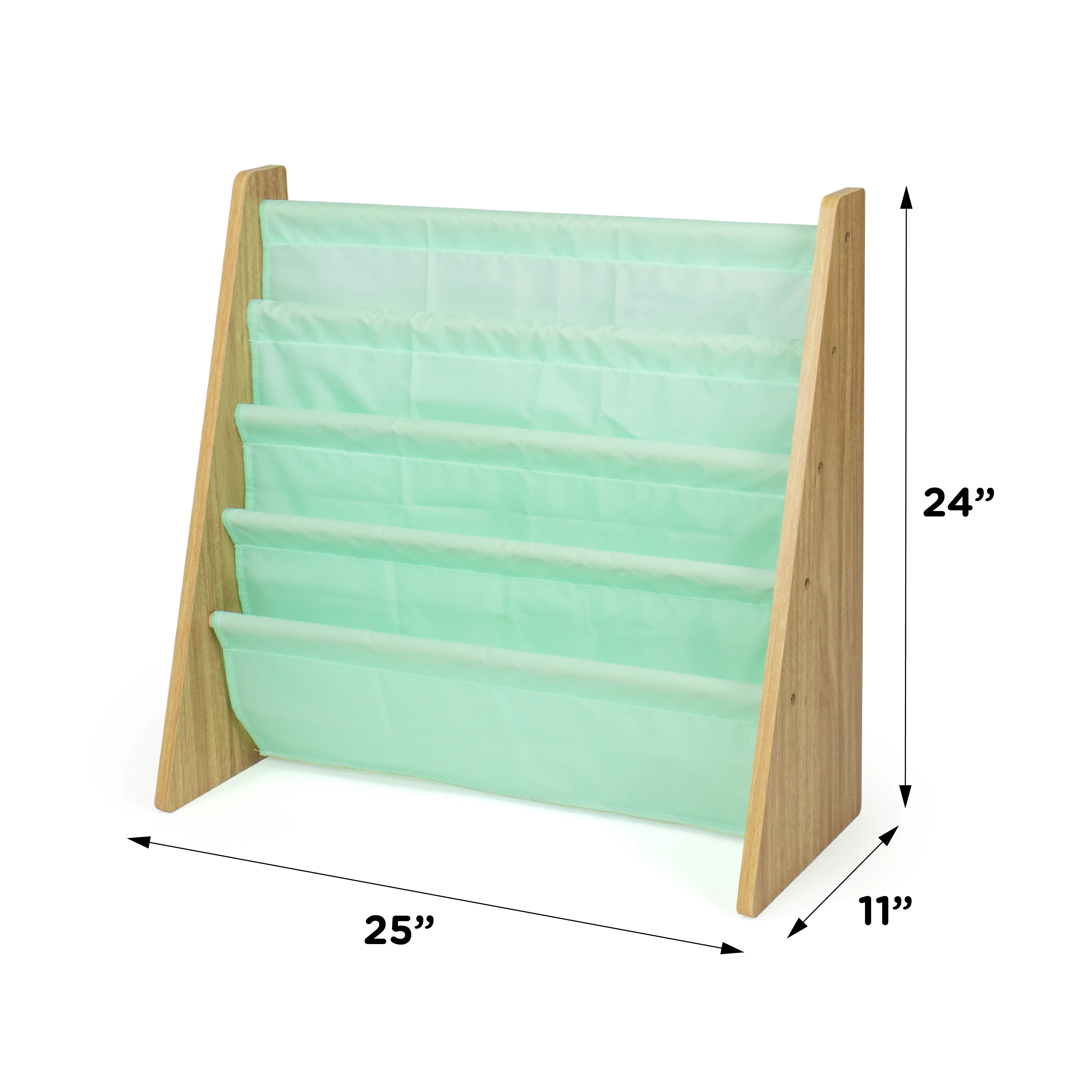 Kids Bookshelf 4 Tier Book Organizer, Seafoam Green/Neutral