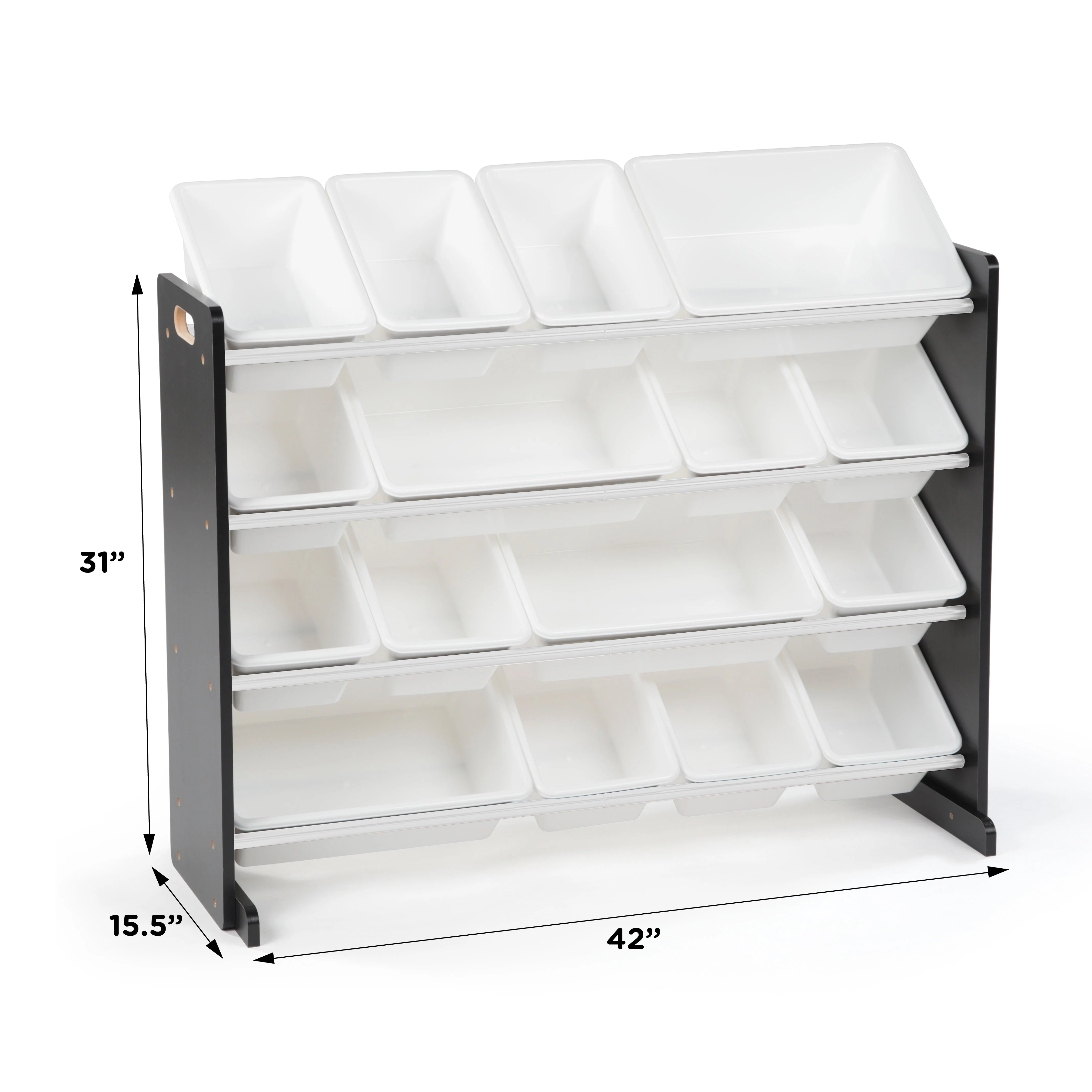 Humble Crew Jayden Supersized Toy Storage Organizer with 16 Storage Bins, Black/White