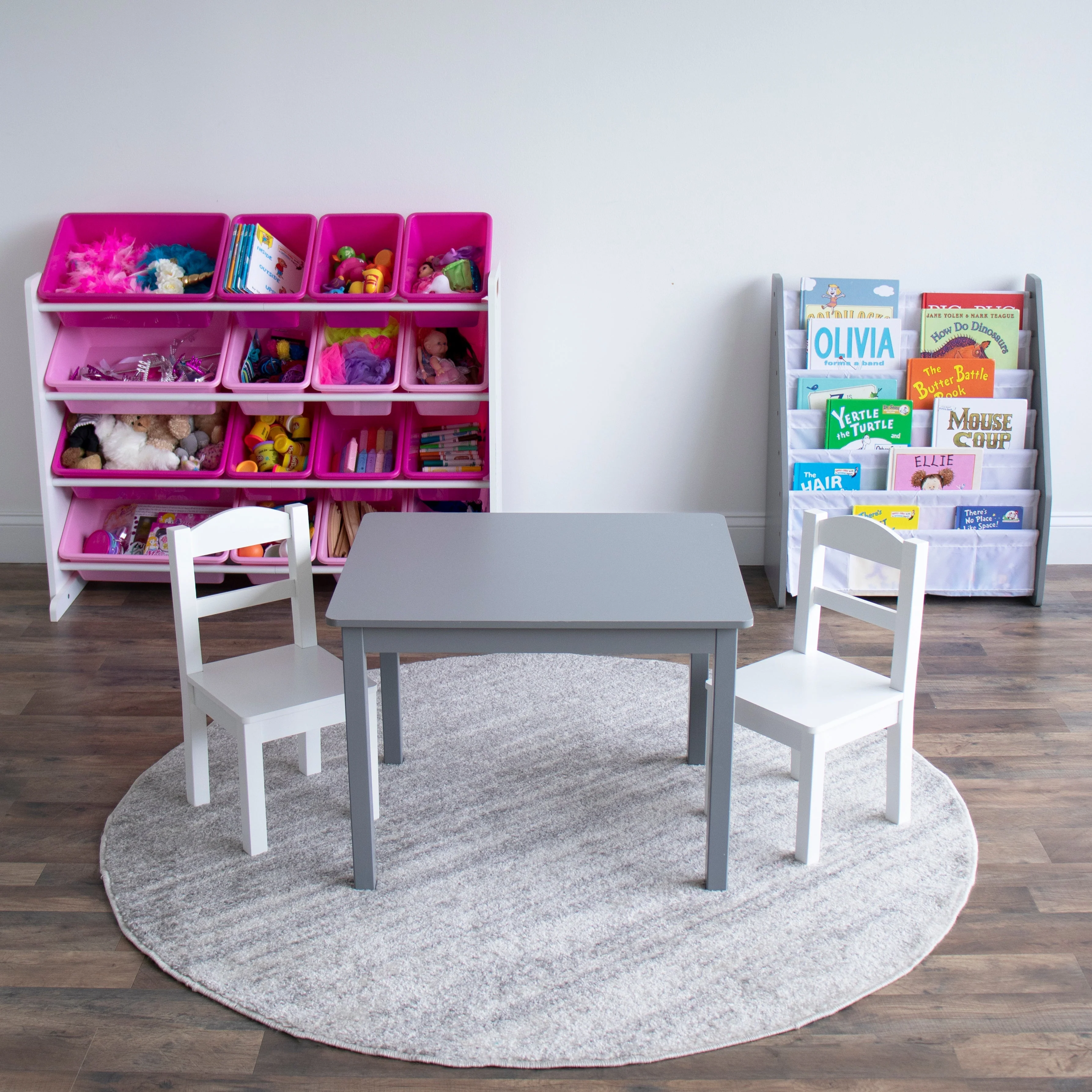 Molly Supersized Extra Large White and Pink 16-Bin Toy Organizer