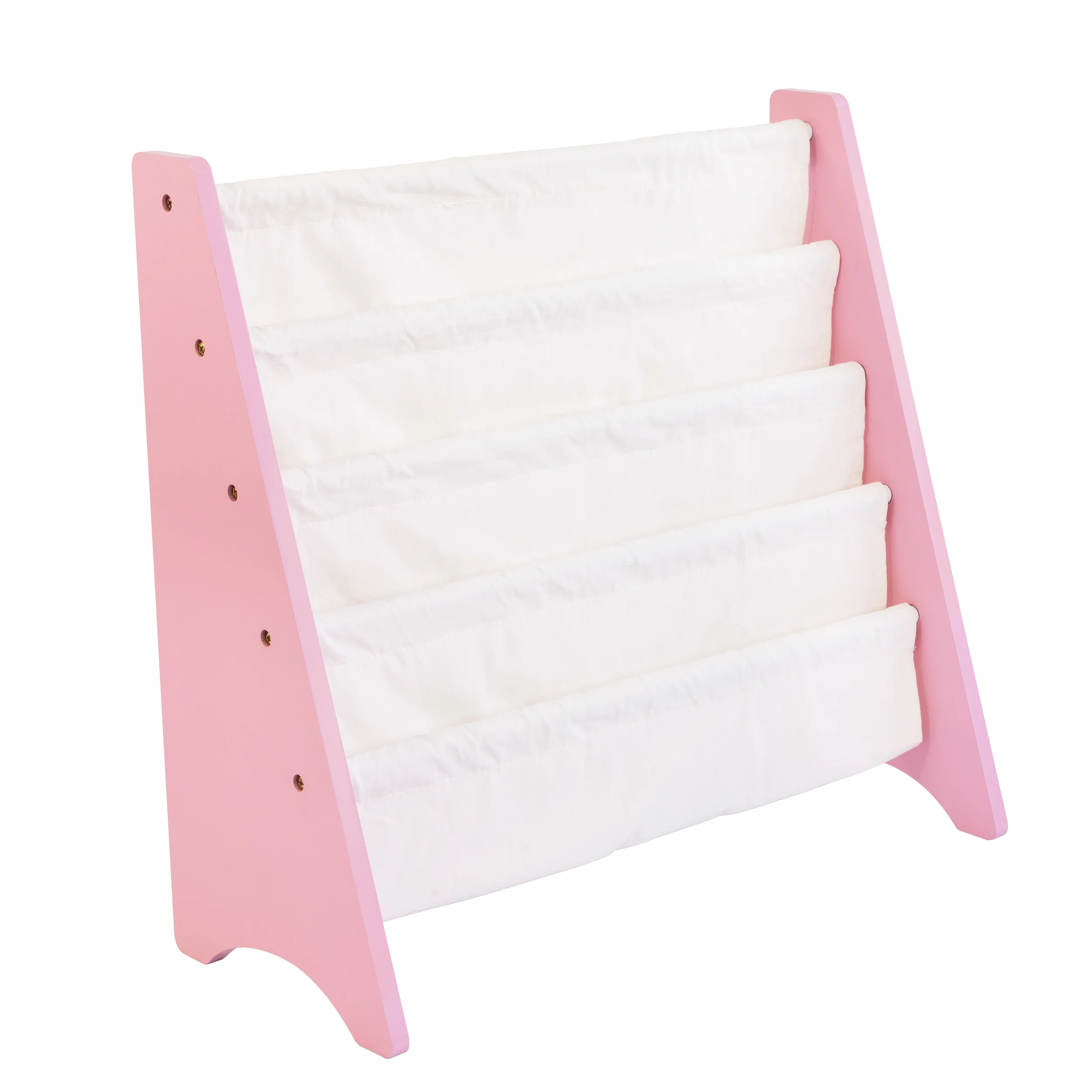 Humble Crew Carly Bookshelf 4 Tier Book Storage, Pink/White