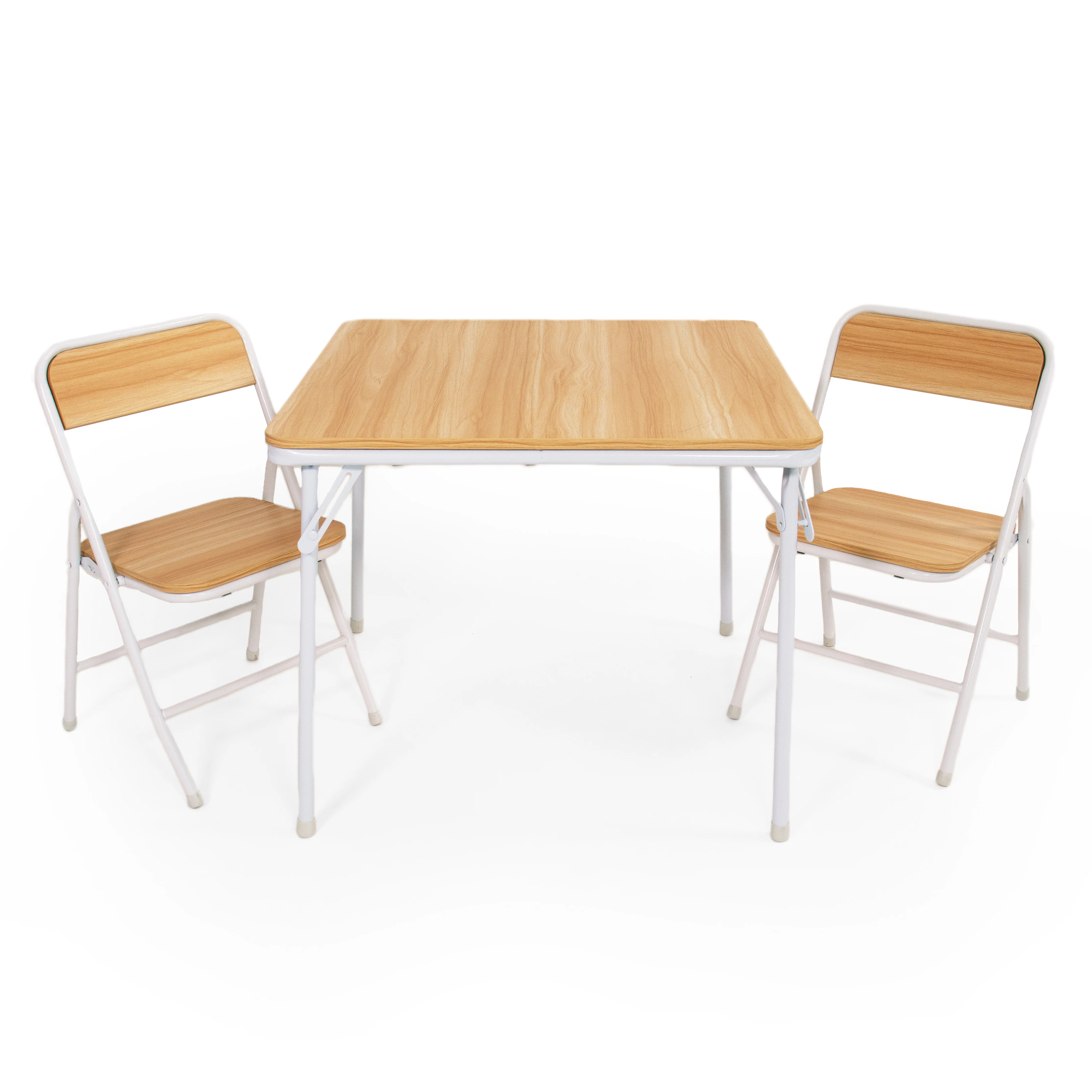 Humble Crew Journey Toddler Wood Folding Table & 2 Chairs Set, Natural/White