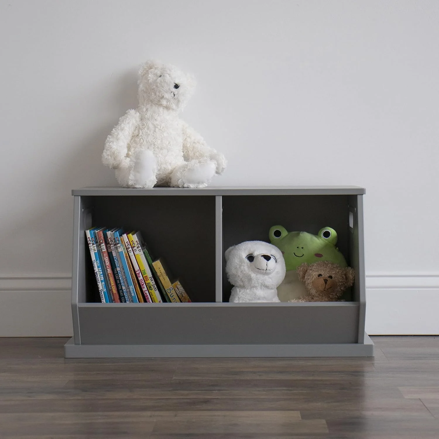 Humble Crew Wood Toy Storage Cubby and Kids Bookcase, Grey