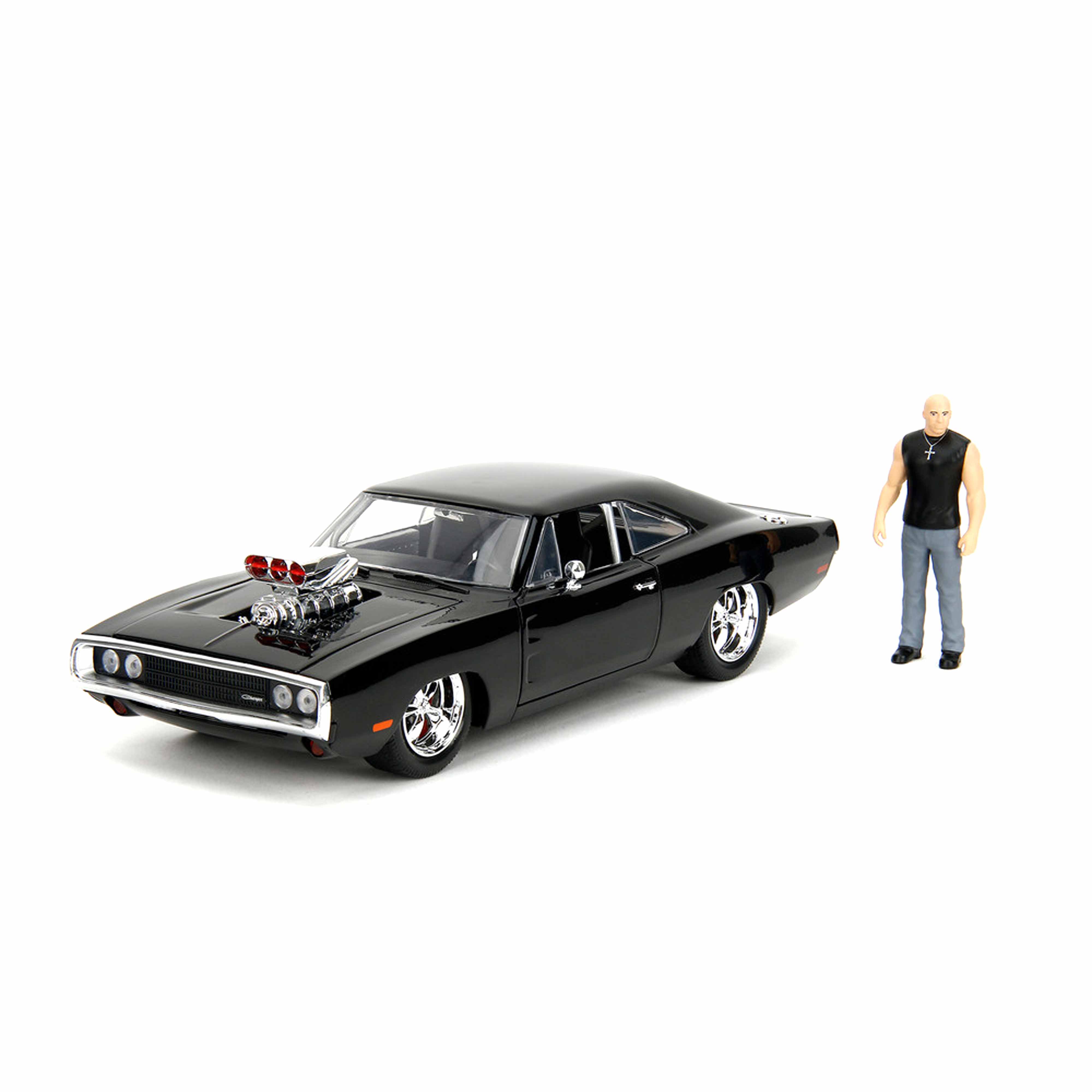 Dodge Charger with Dom's figure Black Fast&Furious 1970 1:24