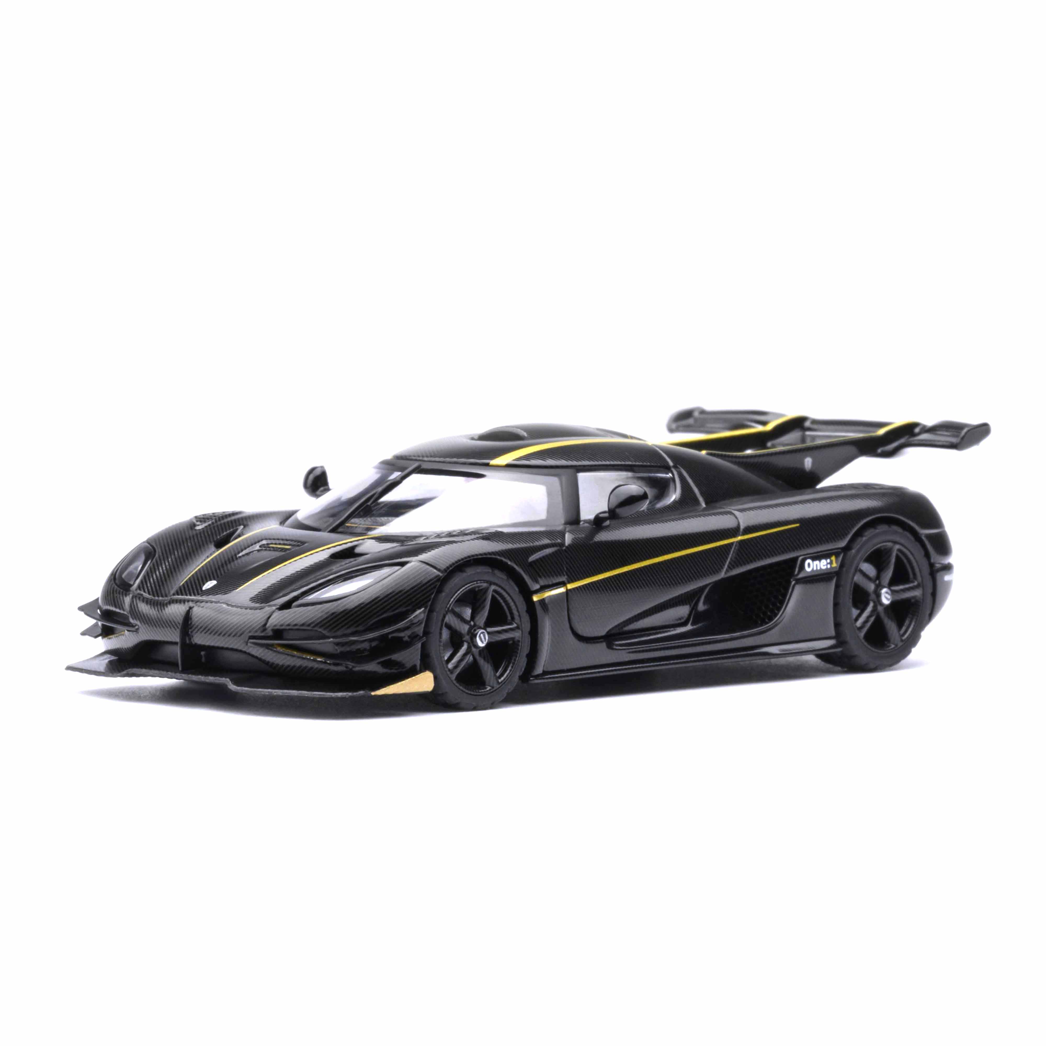 Koenigsegg One : 1 Clear carbon fiber/Gold stripes 1:64
