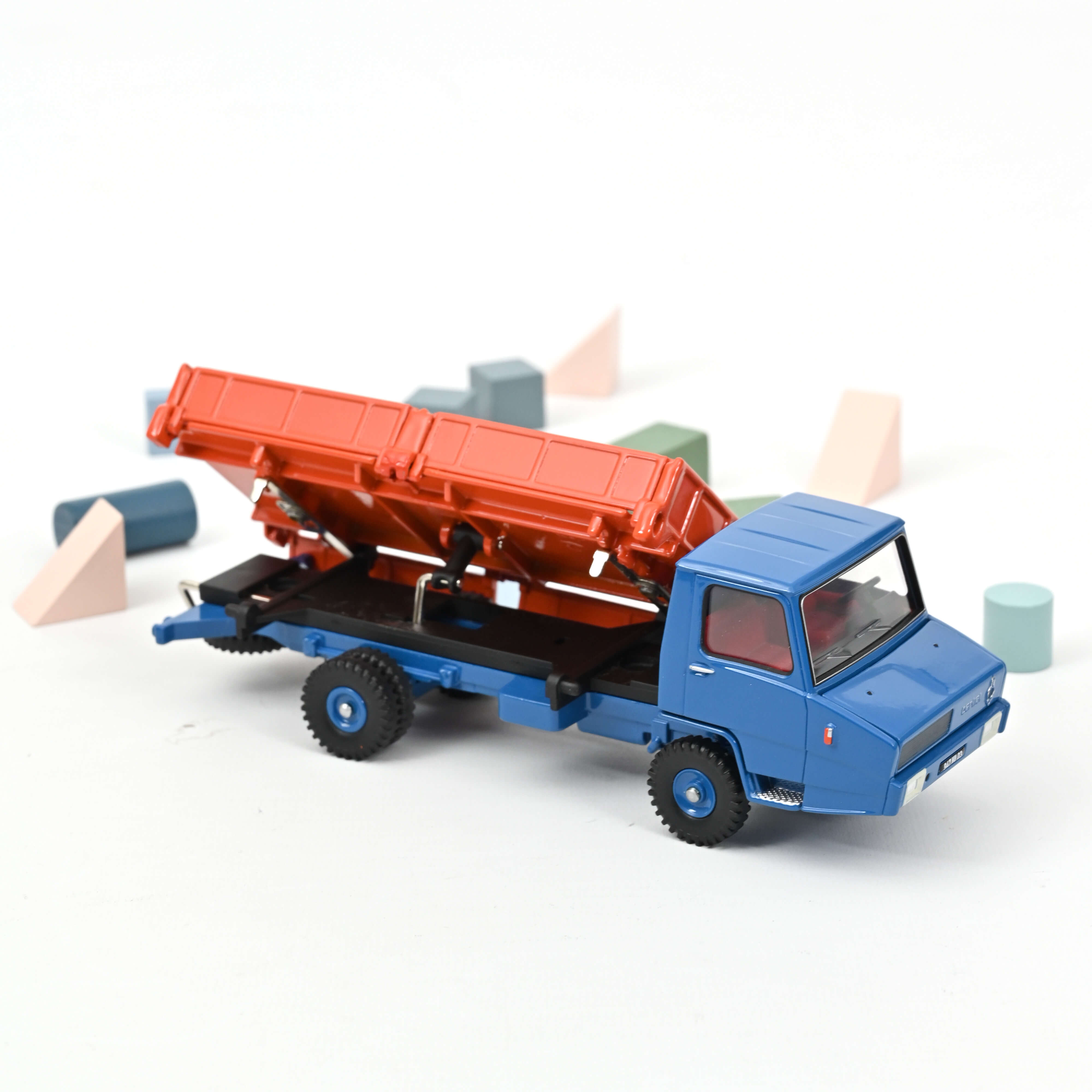 Berliet Stradair Side Dumper Truck Orange and Blue 1:43