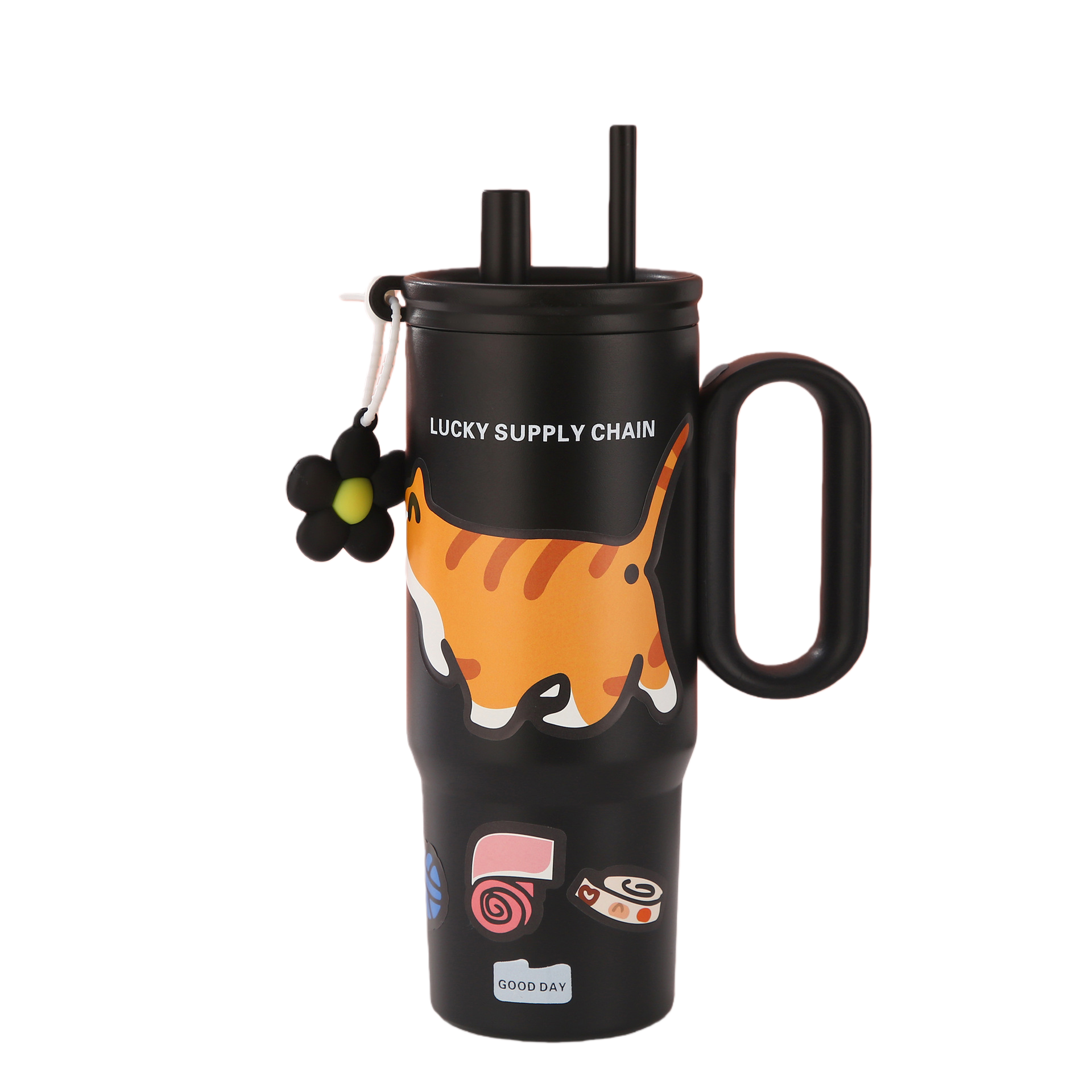 Cat Graphic Double Straw Tumbler