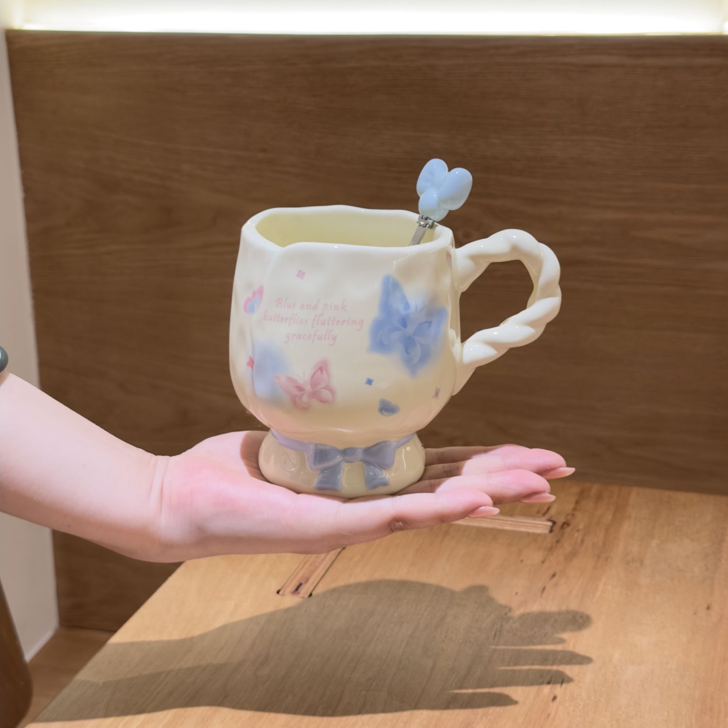 Butterfly Ceramic Mug with Spoon