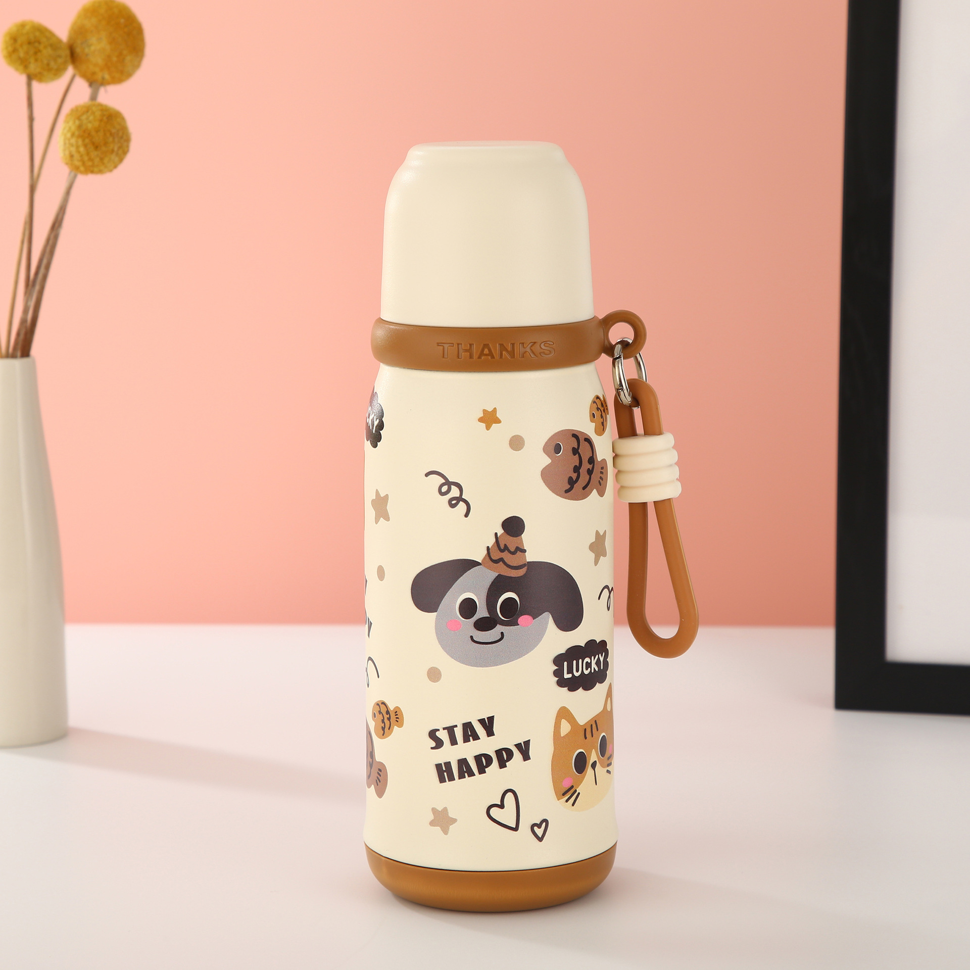Cat Pattern Vacuum Insulated Water Bottle