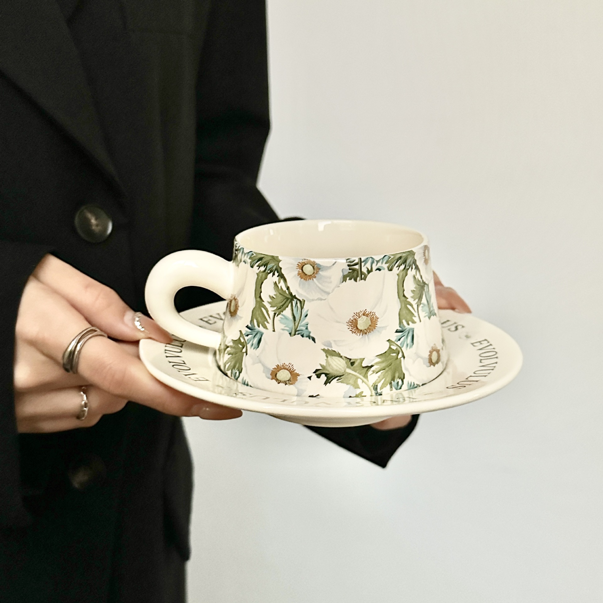 Tropical Plant Ceramic Cup and Saucer