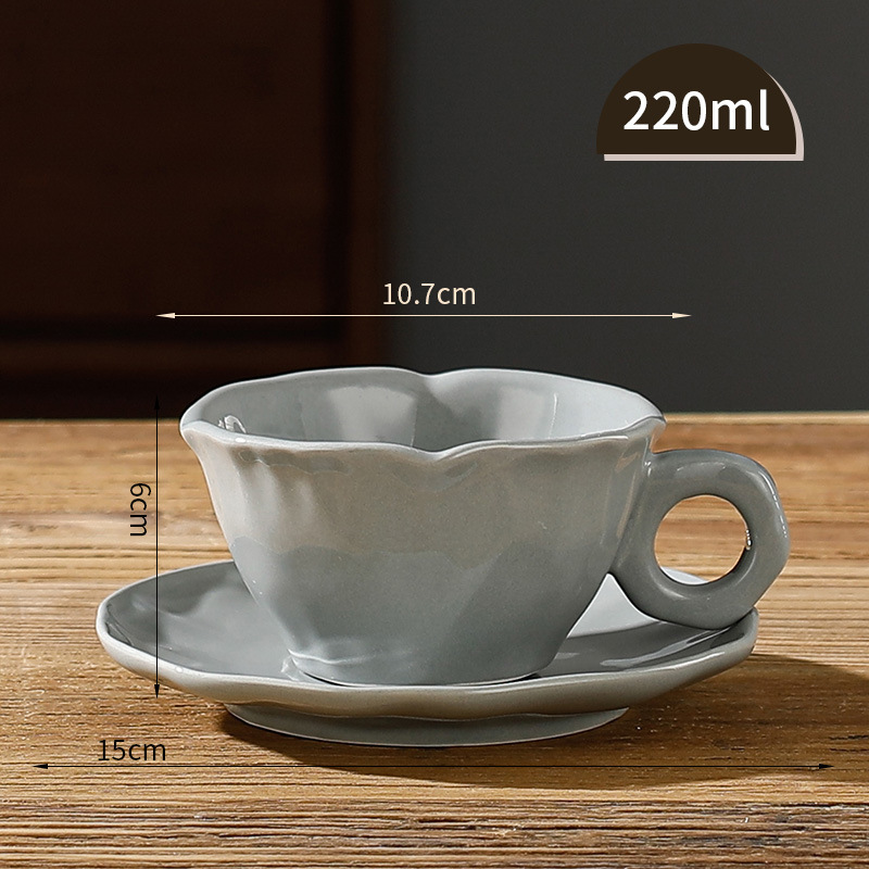 Irregular Ceramic Coffee Cup with Saucer