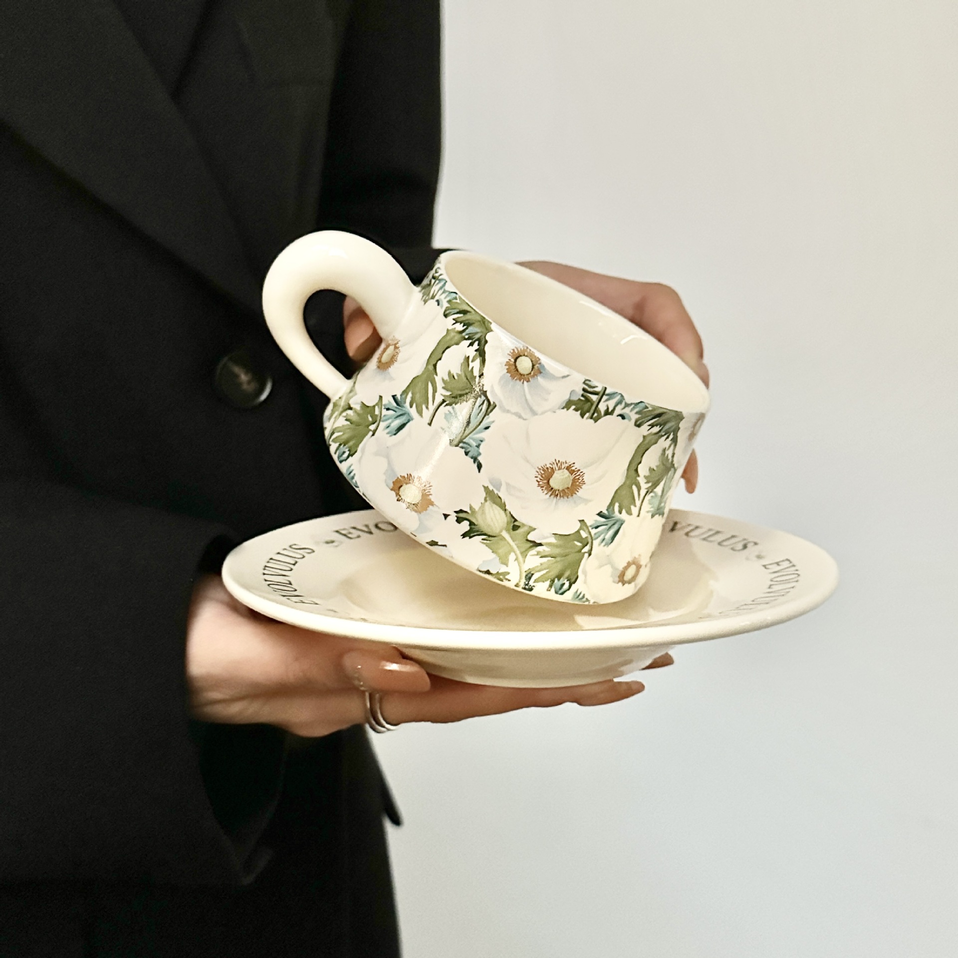 Tropical Plant Ceramic Cup and Saucer