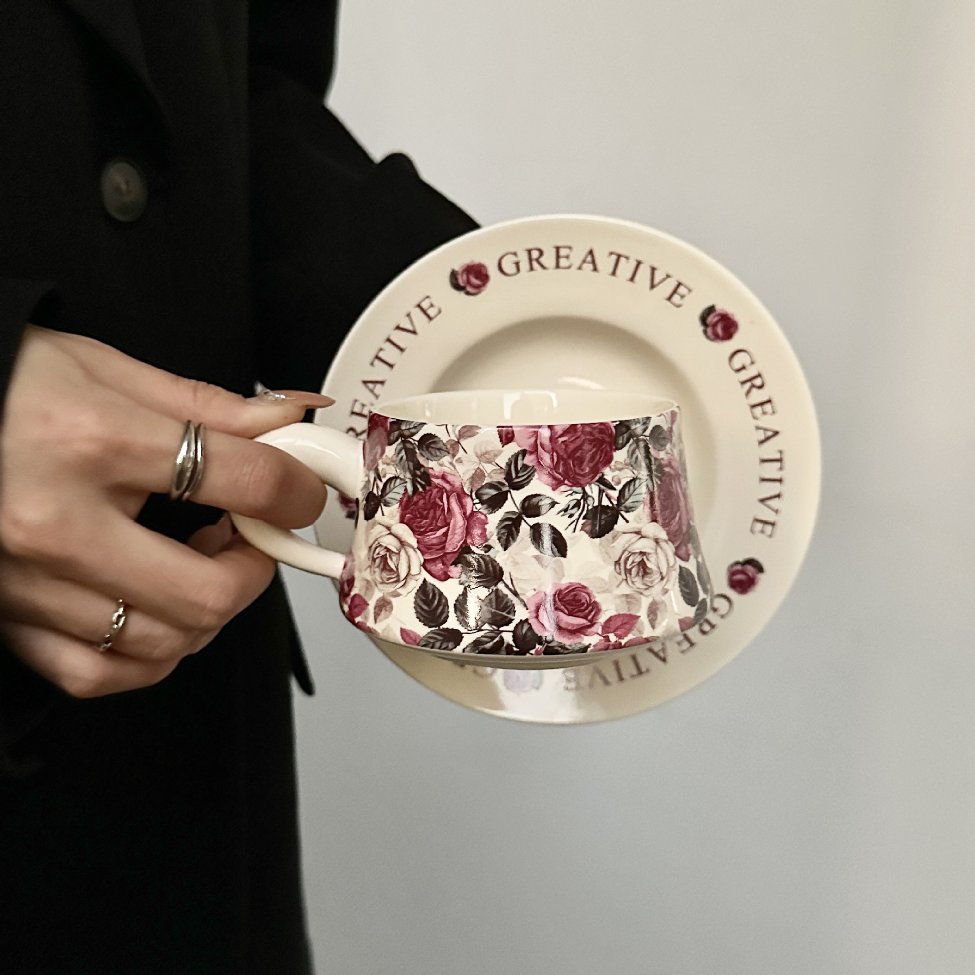 Tropical Plant Ceramic Cup and Saucer