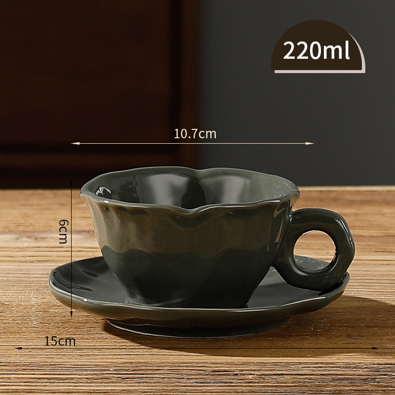 Irregular Ceramic Coffee Cup with Saucer