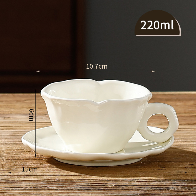Irregular Ceramic Coffee Cup with Saucer