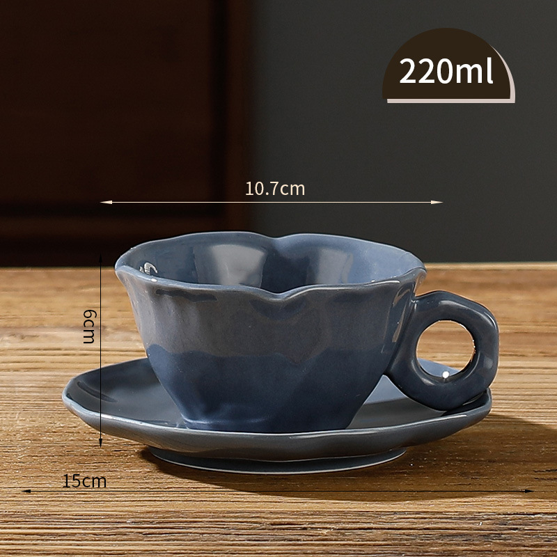Irregular Ceramic Coffee Cup with Saucer