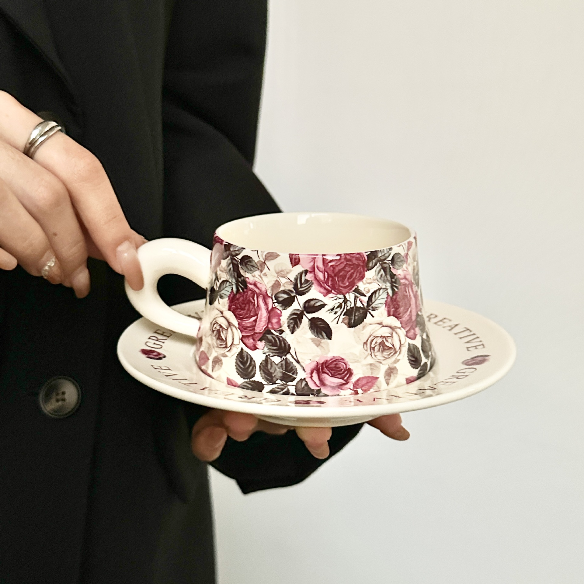 Tropical Plant Ceramic Cup and Saucer