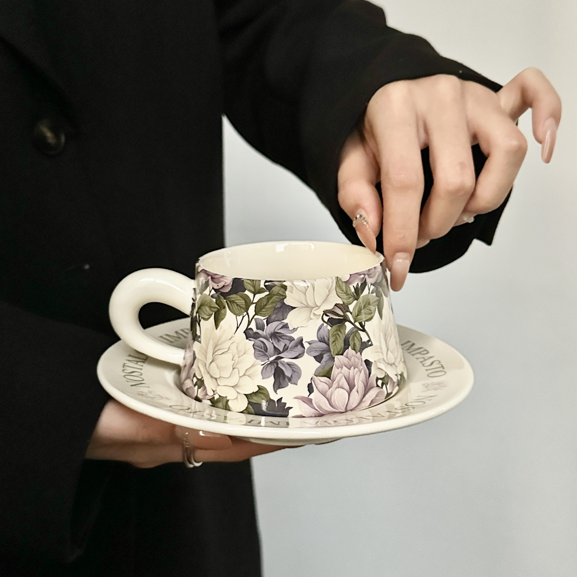 Tropical Plant Ceramic Cup and Saucer