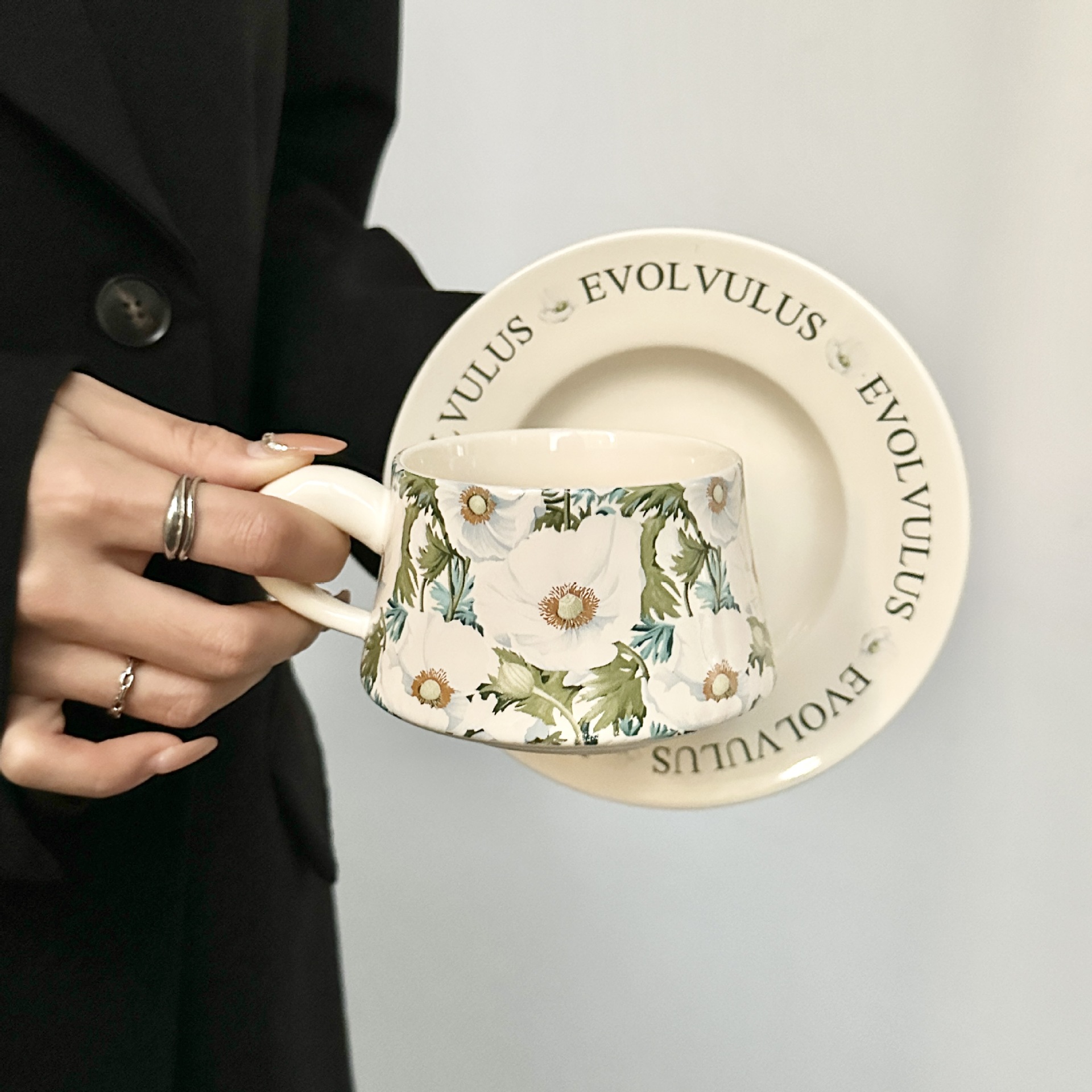 Tropical Plant Ceramic Cup and Saucer