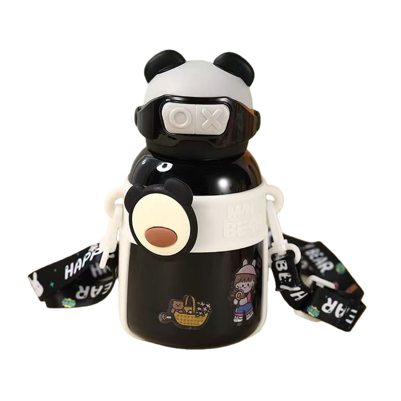 Panda-shaped Crossbody Thermos Bottle